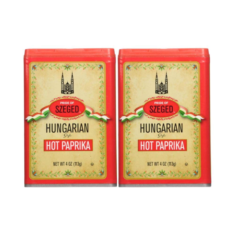 Szeged Hot Paprika Powder - 4 Ounce (Pack of 2) | Premium Hungarian Spice for Cooking, Grilling & BBQ | Perfect for Goulash, Stews & Meat Seasoning