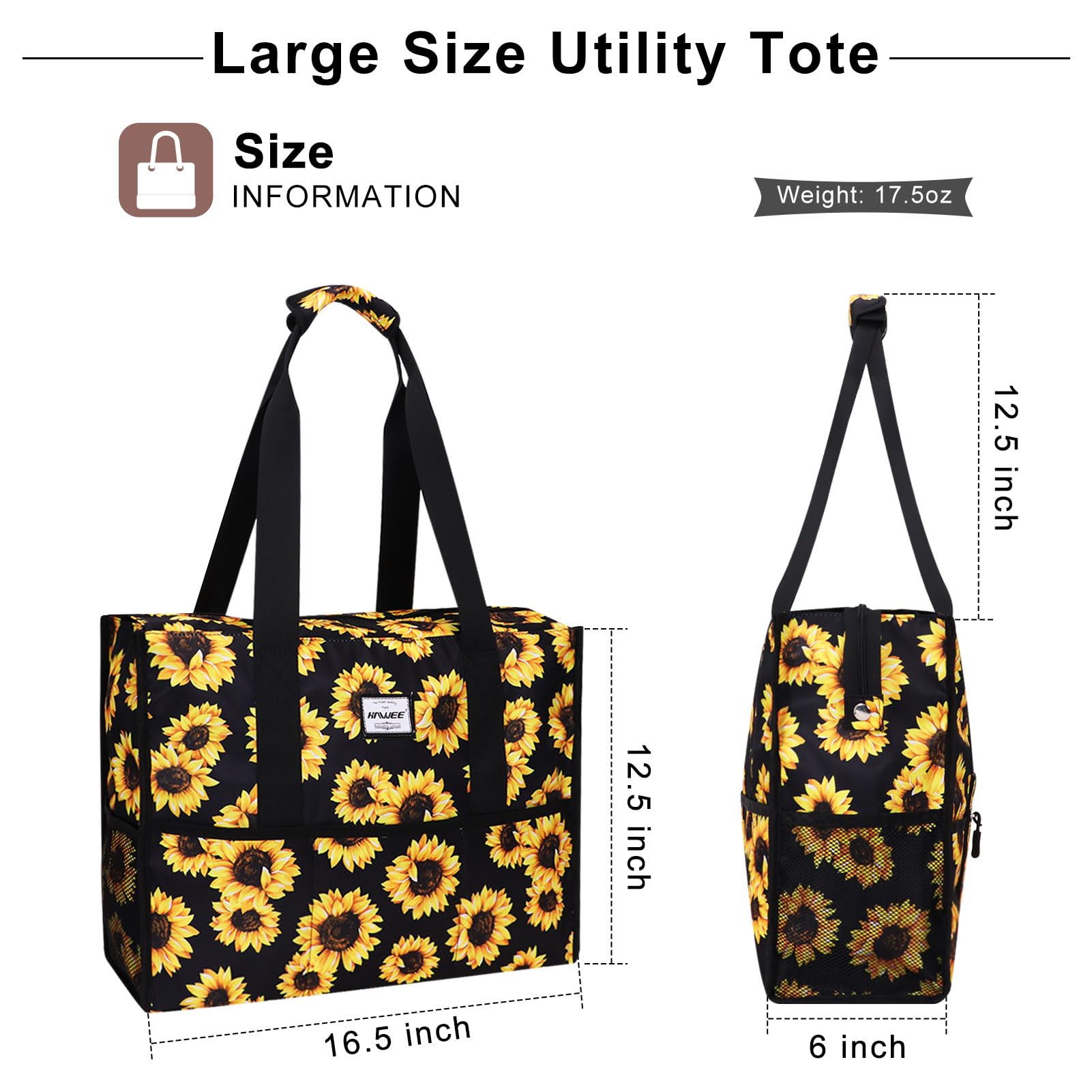 Durable Utility Tote Bag with Laptop Compartment & Luggage Sleeve - Zippered Multi-Pocket Commuter Shoulder Bag for Women - Perfect for Nursing, Work, Travel & Daily Use