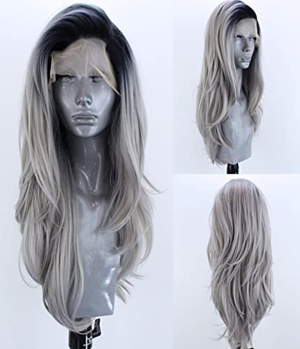 Platinum Blonde Ombre Lace Front Wig - Natural Looking Human Hair Wig for Women | Perfect for Cosplay, Parties & Daily Wear