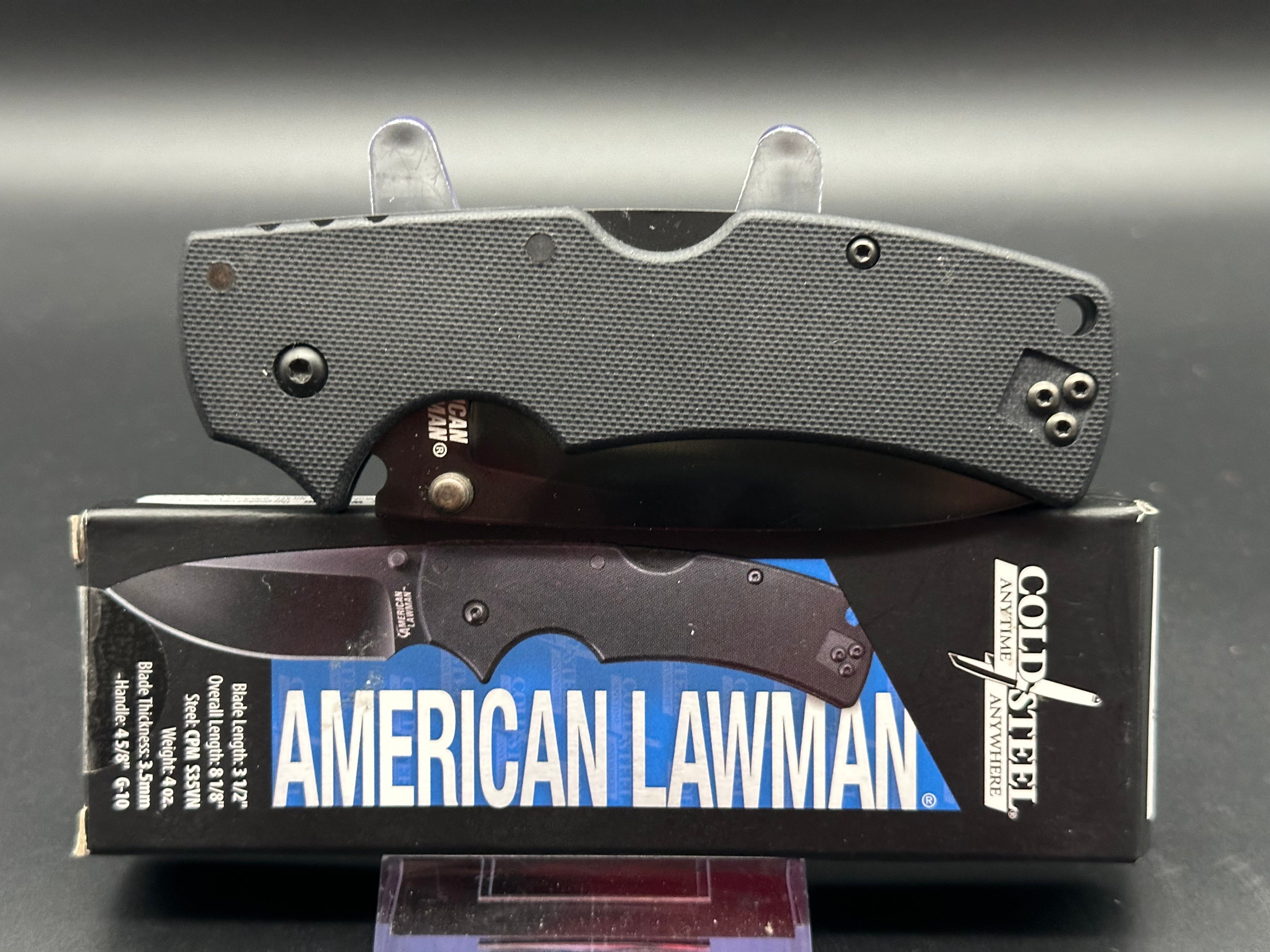 Cold Steel American Lawman Knife - Black Handle, S35VN Steel Blade - Tactical Folding Knife for Outdoor, Camping & Survival