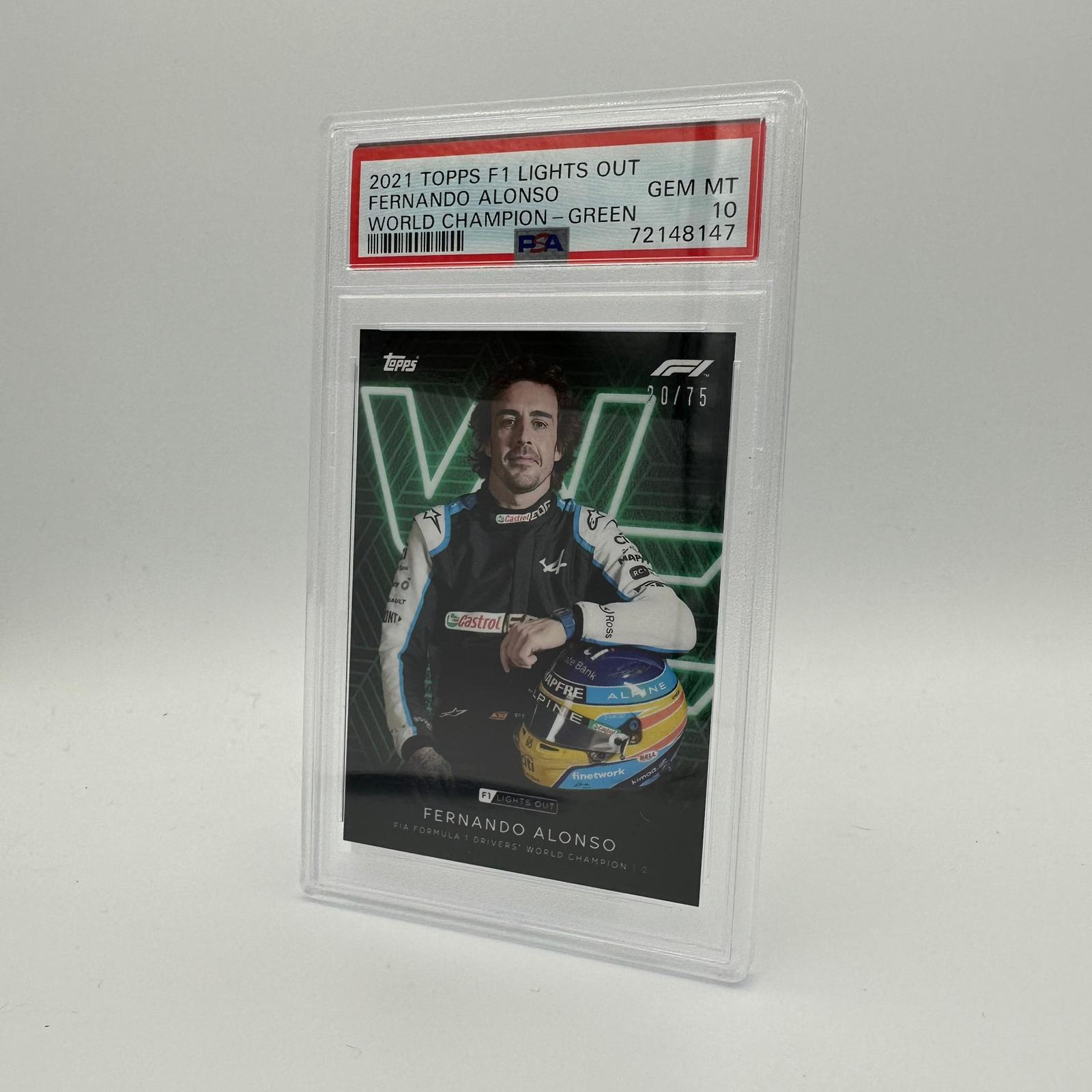 PSA 10 Fernando Alonso 20/75 Drivers World Champion - Rare Collectible Trading Card for F1 Fans & Sports Memorabilia Enthusiasts - Perfect for Display, Investment, and Racing Memorabilia Collections