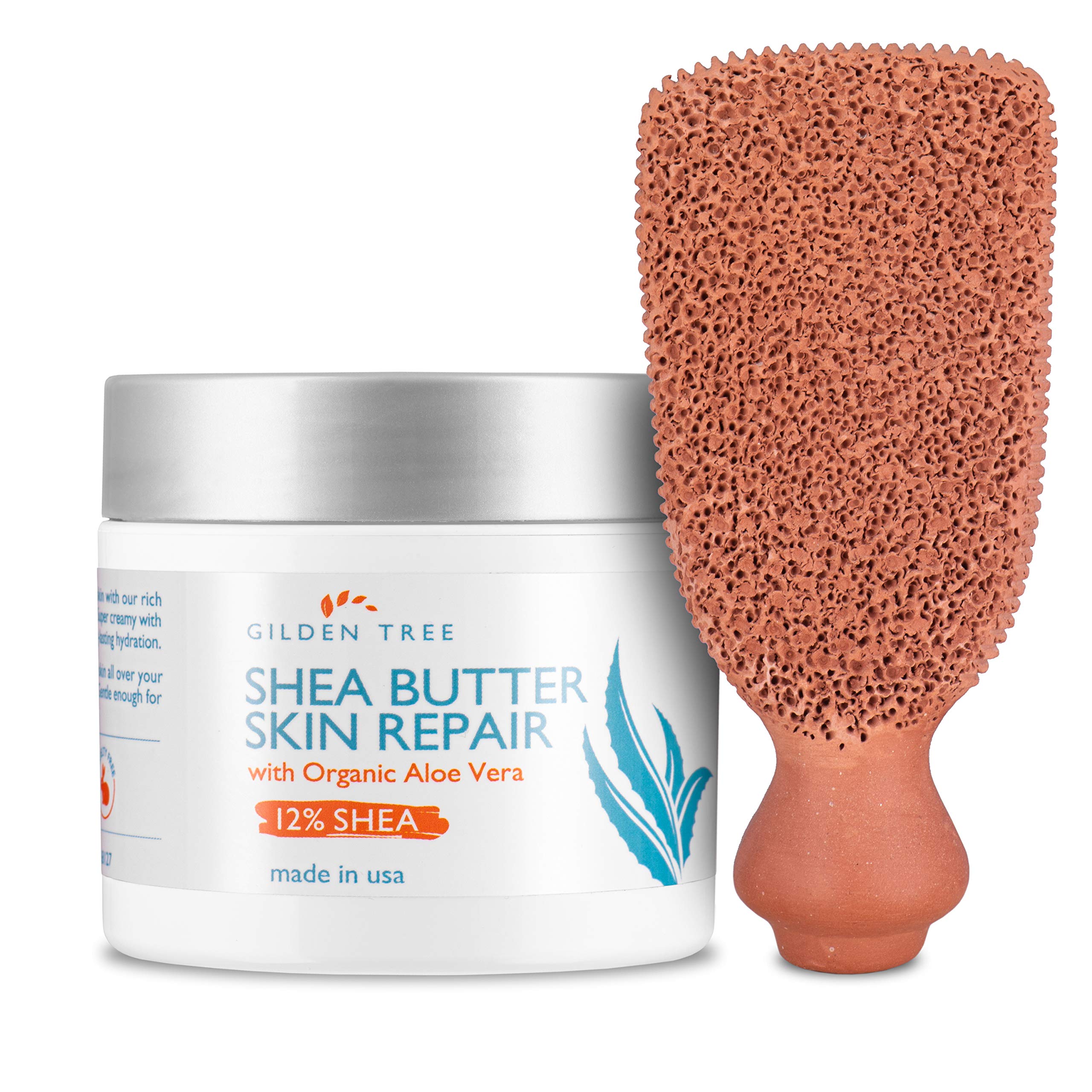 2-Sided Foot Scrubber & Shea Butter Skin Repair Cream Bundle - Exfoliating Callus Remover & Moisturizing Foot Care Set for Cracked Heels - Perfect for Pedicures, At-Home Spa & Dry Skin Treatment