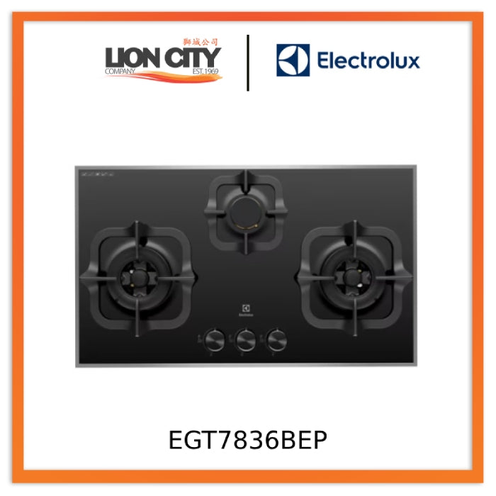 Electrolux EGT7836BEP 78cm Built-in Gas Hob with 3 Cooking Zones - UltimateTaste 300 Series for Professional Home Cooking | Perfect for Kitchens, Restaurants & Catering Services