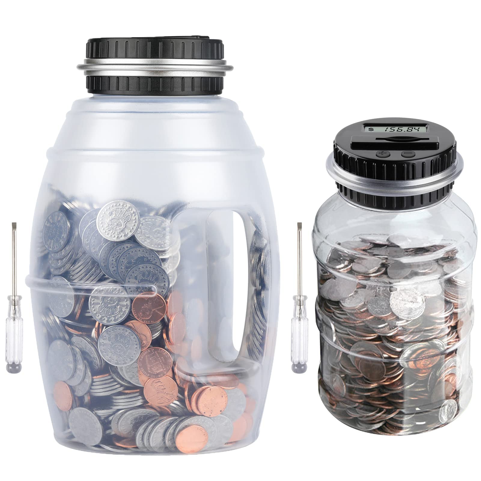 2-Pack Large Digital Piggy Bank with LCD Counter - High Capacity Coin Money Jar for Boys, Girls & Adults - Holds All US Coins - Perfect for Savings, Gifts & Home Decor