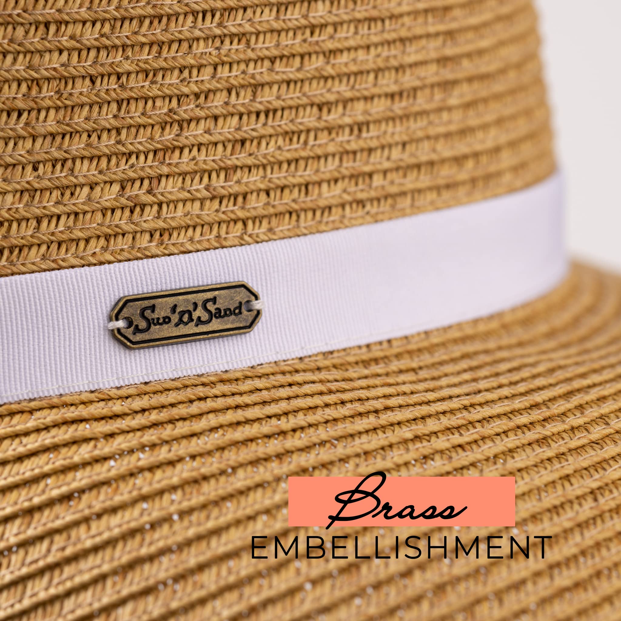 French Laundry Straw Sun Hats for Women - UPF 50+ Foldable Wide Brim Beach Hat - Backless & Packable Summer Hat for Outdoor, Travel, and Vacation - Perfect for Beach, Pool, and Garden Parties