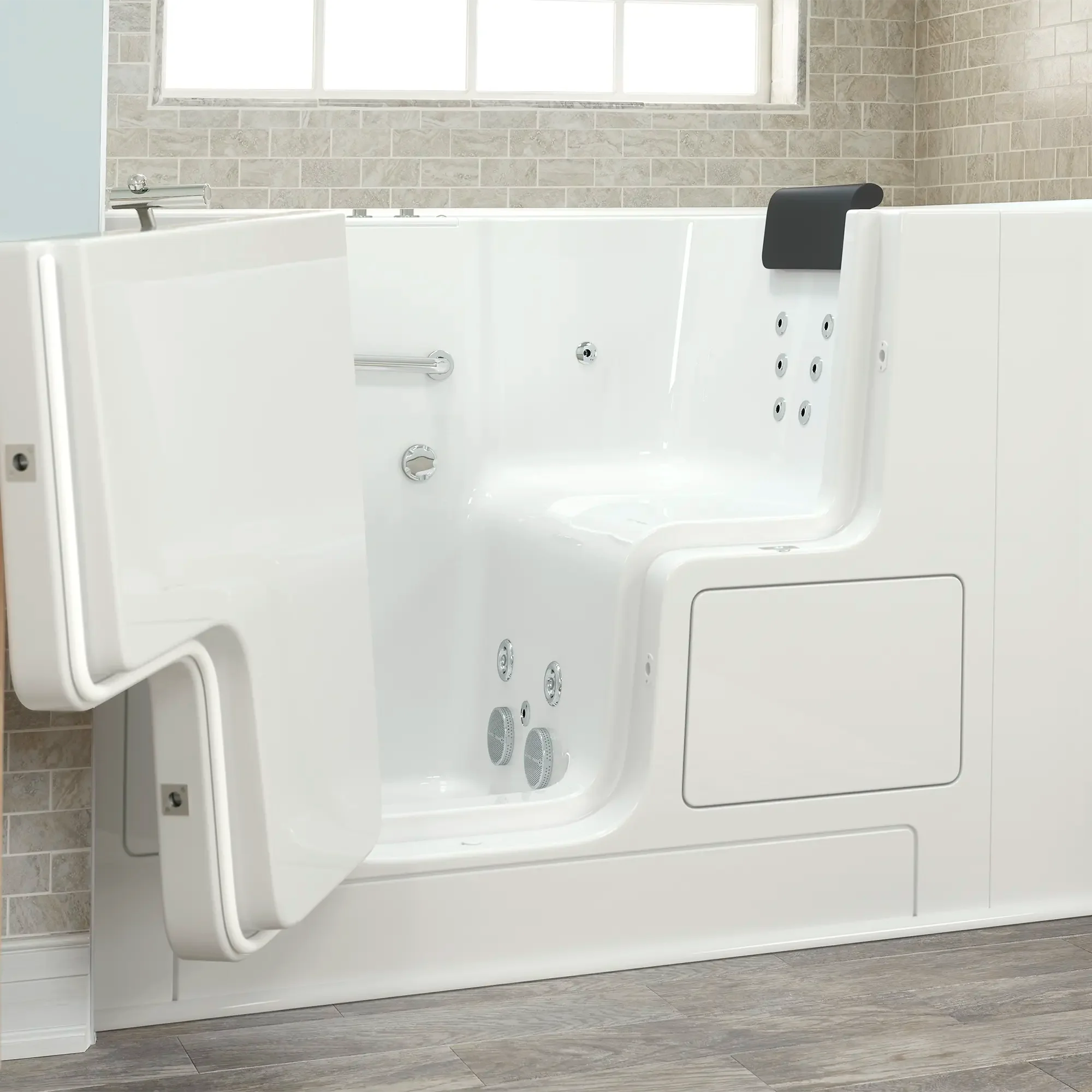 Premium 32 x 52 Inch Gelcoat Walk-In Bathtub with Whirlpool System - Left Hand Drain - Ideal for Seniors & Mobility Support - Spa-Like Relaxation at Home