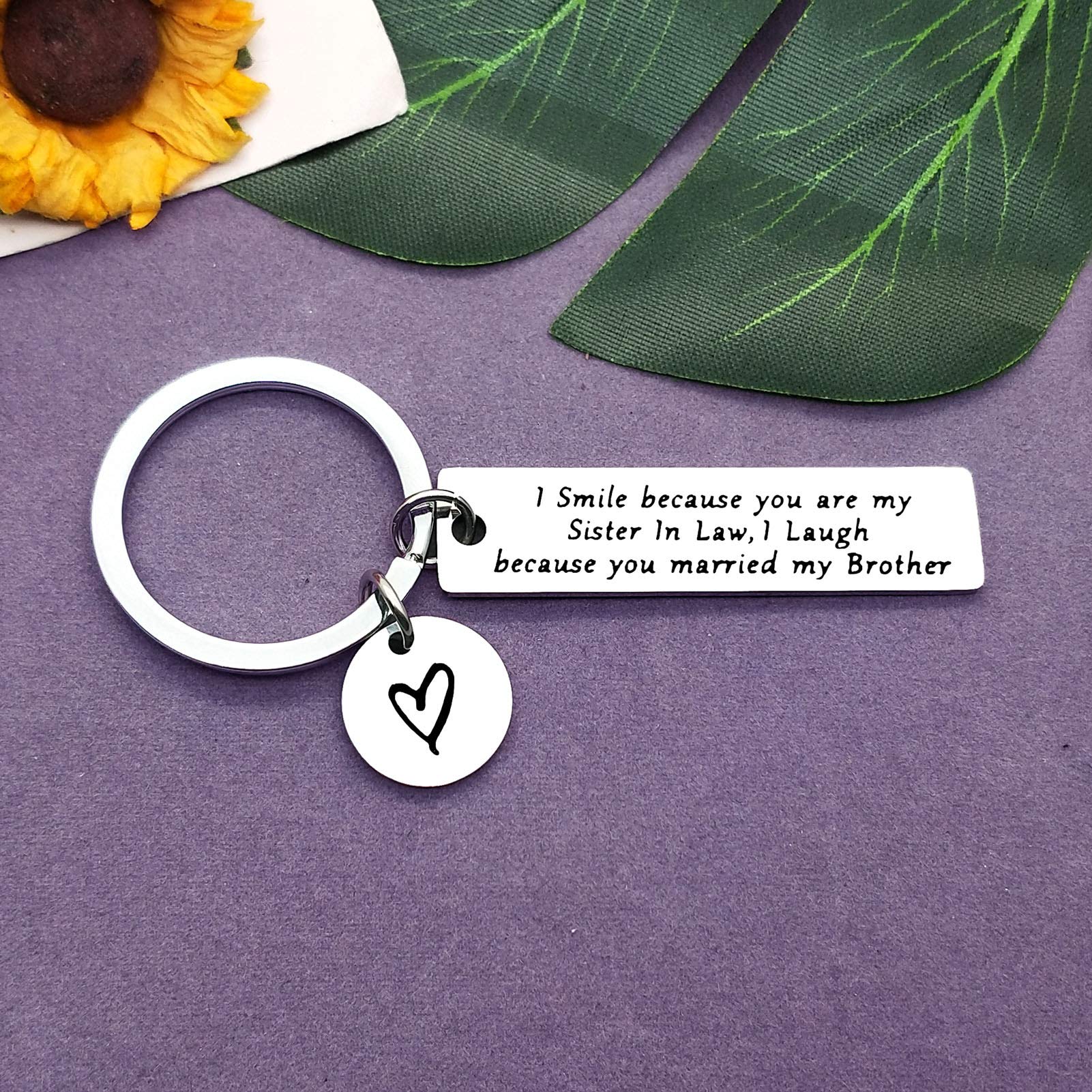 Funny Sister-in-Law Keychain - Perfect Wedding Gift for Bride & Groom, Bridal Shower Present from Brother/Sister - Christmas & Birthday Jewelry Gift Idea - Great for Family Celebrations & Special Occasions