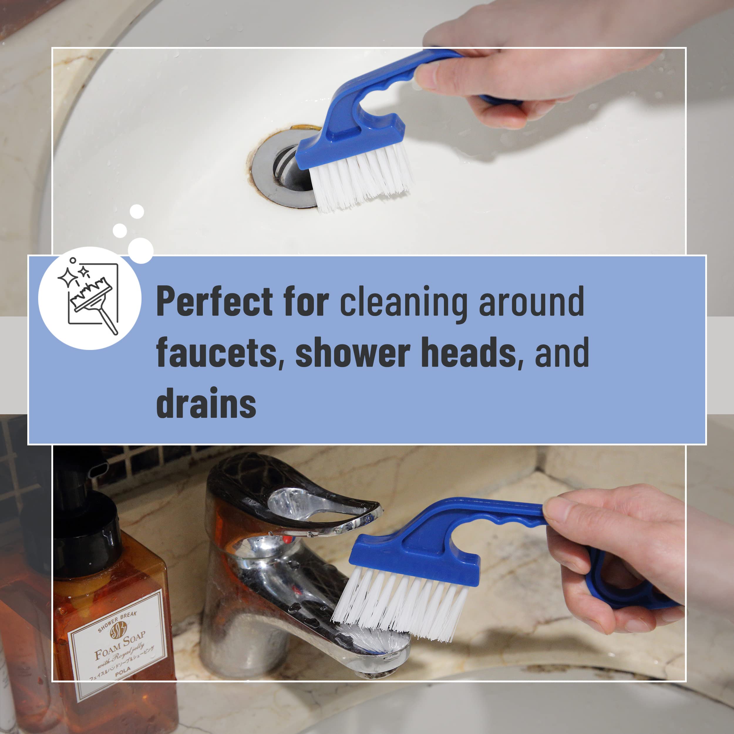 **2-Pack Slick Window Track Cleaning Brush with Ergonomic Blue Handle & Built-in Scraper - Multi-Purpose Cleaning Tool for Windows, Sliding Doors, and Home Maintenance**    *(Perfect for Deep Cleaning Window Tracks, Sliding Door Grooves, and Hard-to-Reach Areas at Home or Office)*