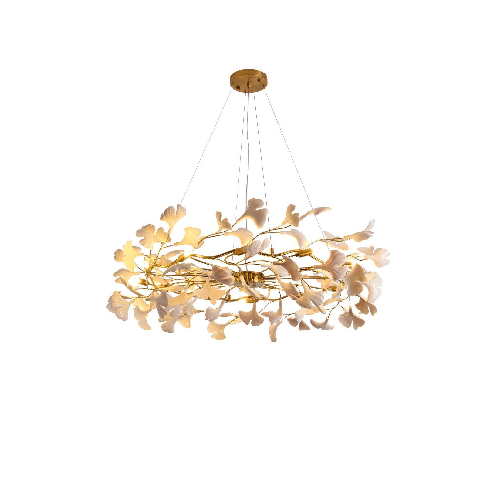 Elegant Ginkgo Leaf Chandelier - Modern Crystal Ceiling Light Fixture for Dining Room, Living Room & Bedroom - Perfect for Home Decor and Romantic Ambiance
