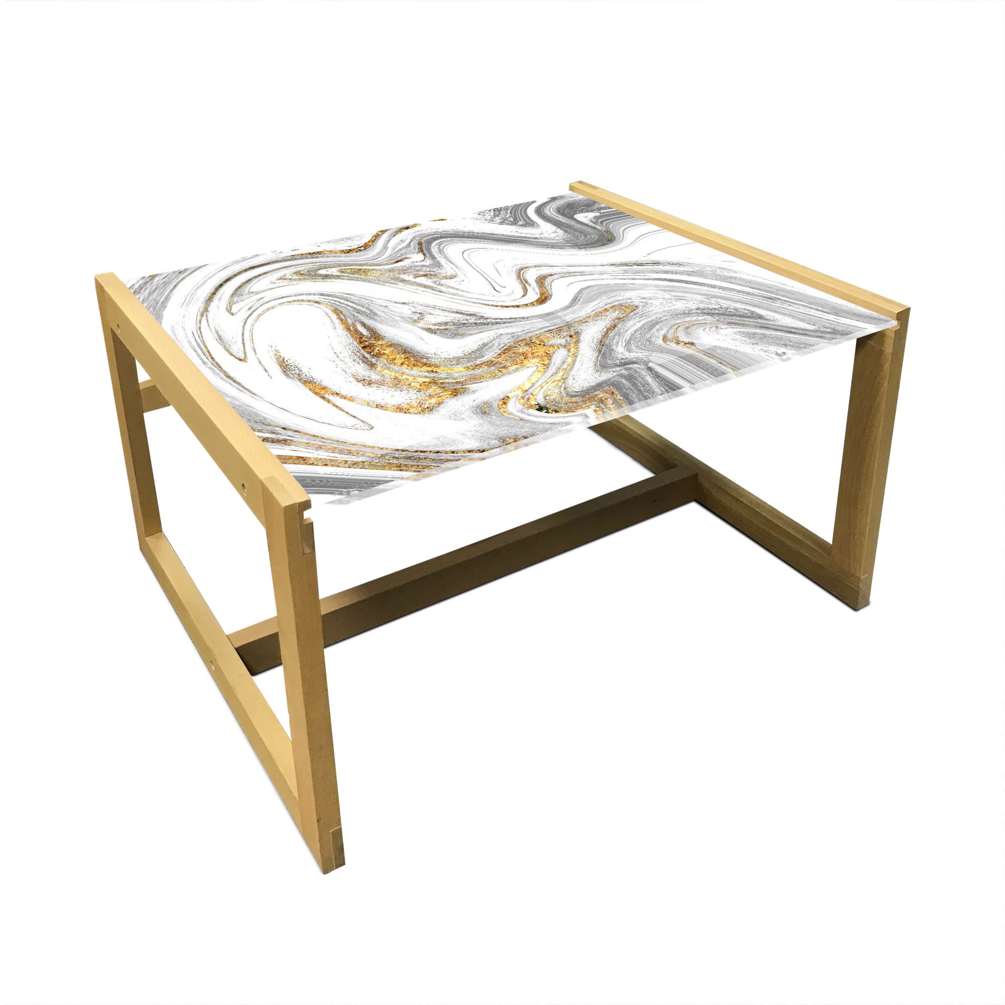 Ambesonne Modern Marble Coffee Table - Fluid Art Marbling Design, Acrylic Glass Top with Wooden Frame, Grey & Pale Coffee - Perfect for Office, Dorm, Living Room & Contemporary Home Decor