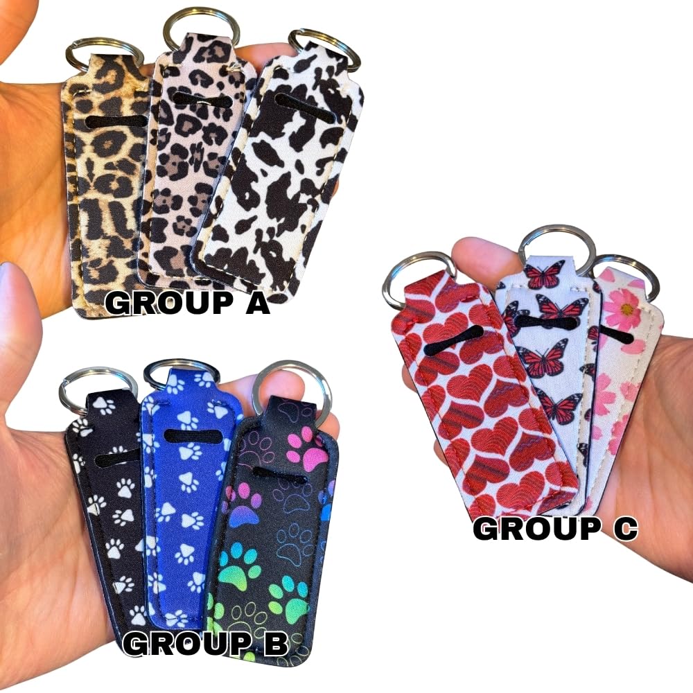 3-Piece Assorted Lip Balm Holder Keychain Set - Cute Keyring for Party Favors, Gift Bags & Everyday Carry (Perfect for Birthdays, Travel & Cosmetics Organization)