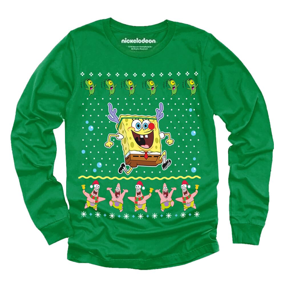 Spongebob Christmas Shirt for Kids | Tacky Holiday Sweater Style Xmas Sweatshirt for Toddler Boys & Girls | Fun Family Matching Outfits & Ugly Christmas Party Wear