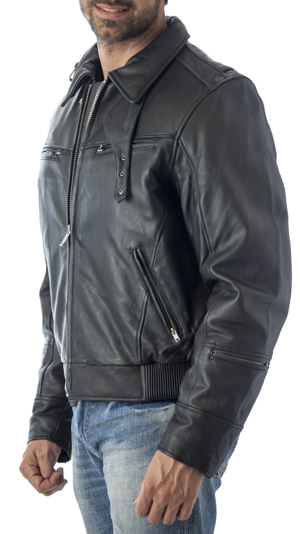 REED Men's Vented Leather Motorcycle Jacket with Biker Neck Warmer - Breathable Riding Jacket for Harley, Cruiser & Street Bikes - Perfect for Commuting, Touring & Adventure Riding