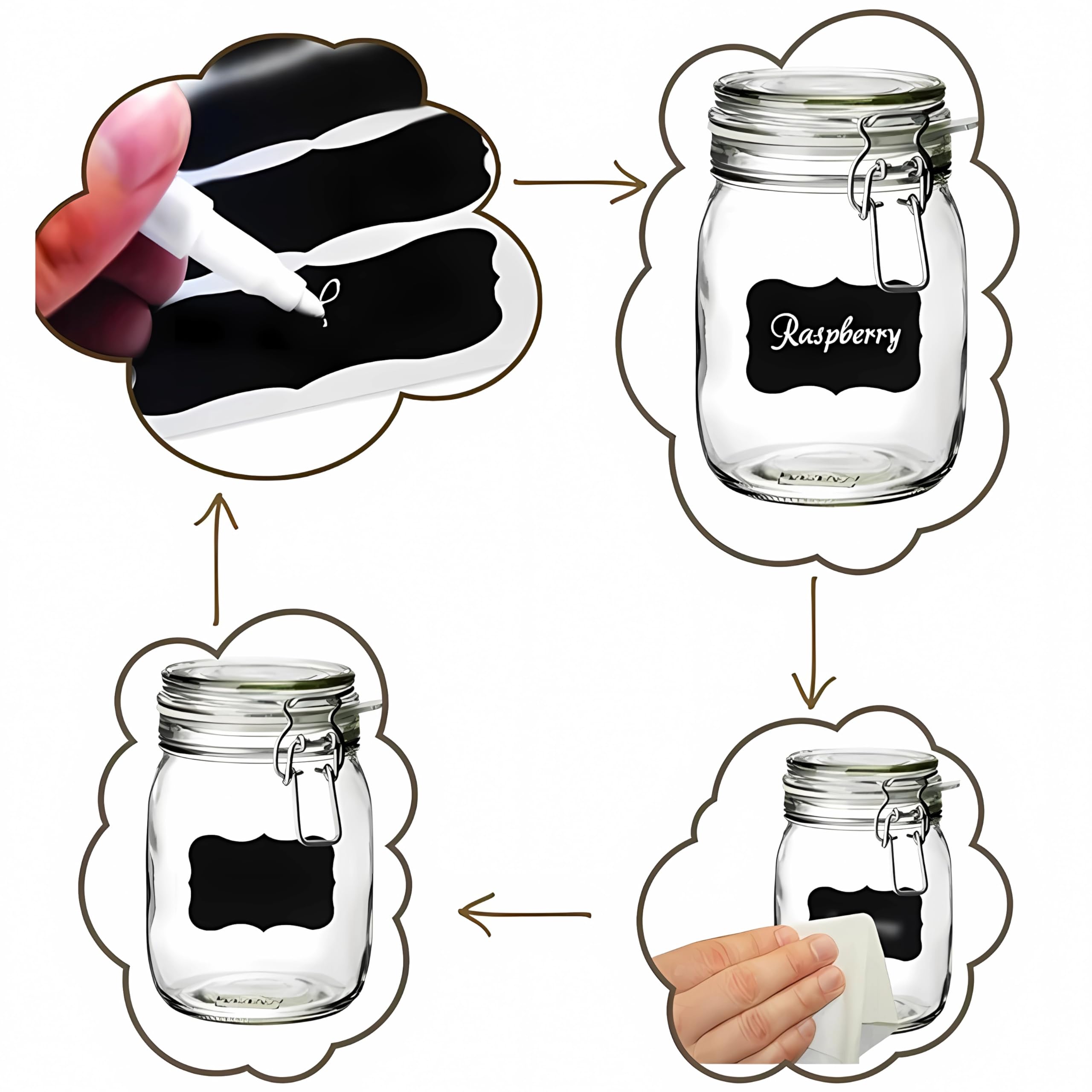 244 Pack Reusable Chalkboard Labels with 2 Chalk Markers - Removable Erasable Labels for Mason Jars, Storage Organization, Home & Kitchen - Perfect for Party Decorations, Craft Rooms, Weddings and DIY Projects