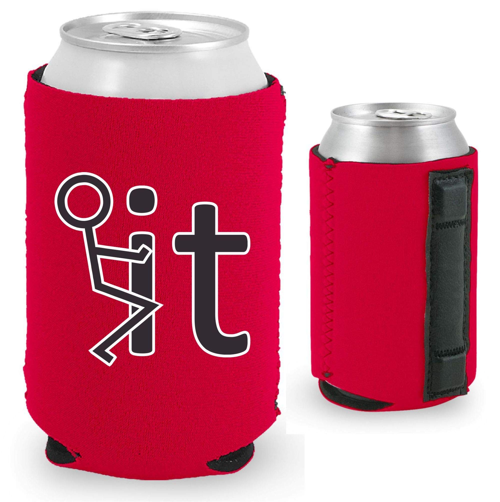 Fck It Funny Magnetic Can Cooler - Red Insulated Beer Can Holder for Drinks & Beverages - Perfect for Parties, BBQs, and Outdoor Events