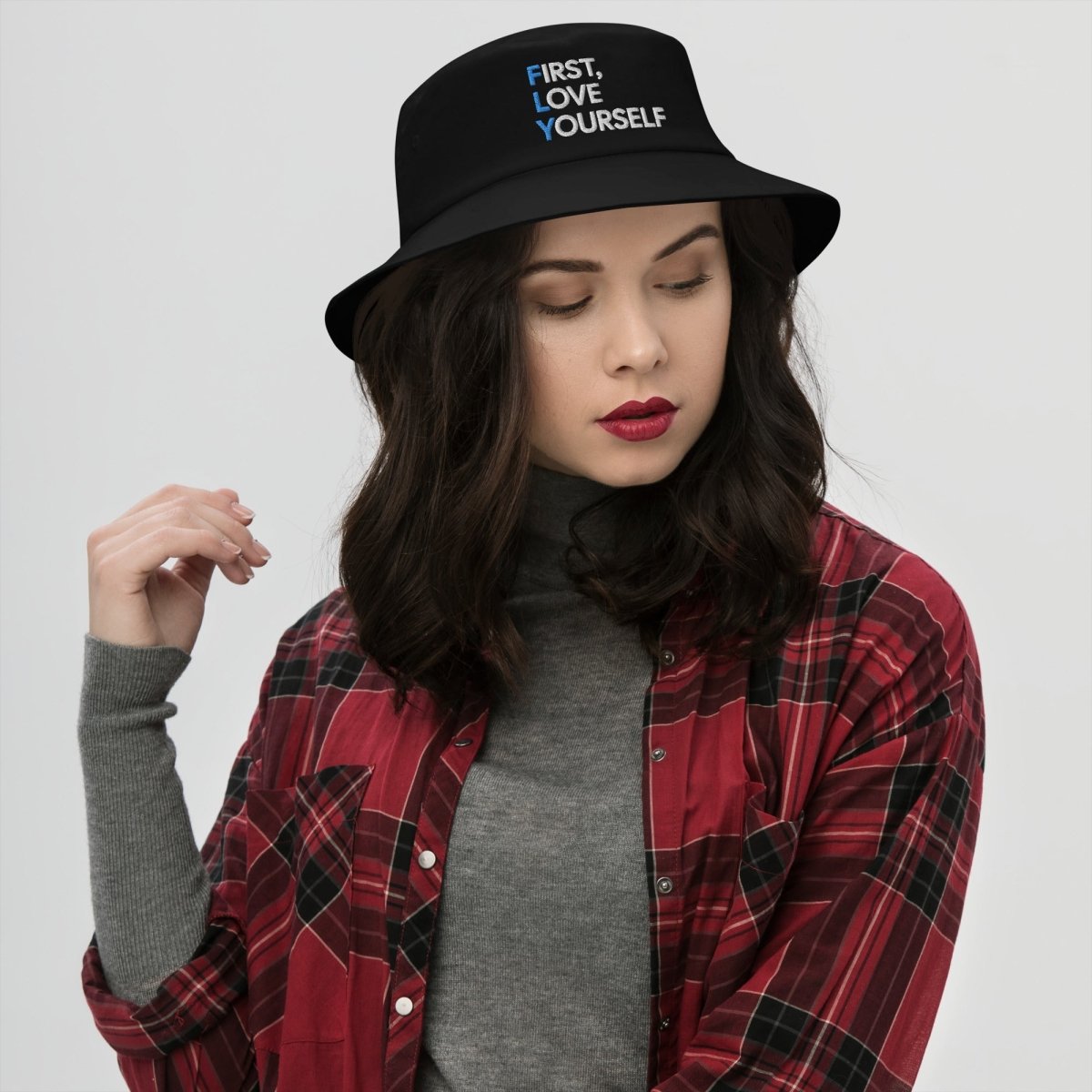 Love Yourself Embroidered Bucket Hat for Women - Stylish Sun Protection Hat for Outdoor Activities, Beach, Hiking & Summer Fashion