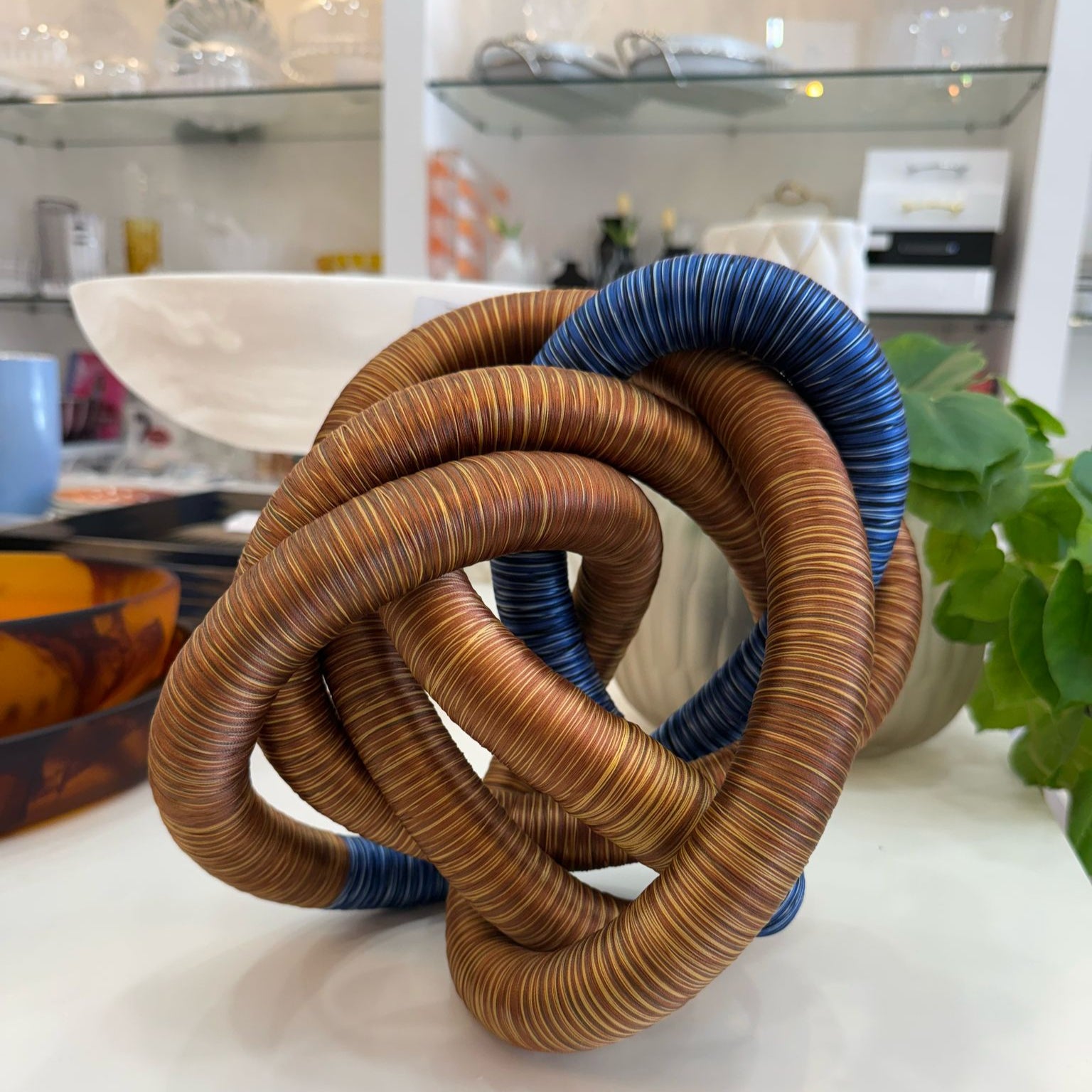 Premium Fabric Knot Headband - Blue & Brown Medium Size for Women & Girls | Stylish Hair Accessory for Yoga, Workouts, and Everyday Fashion