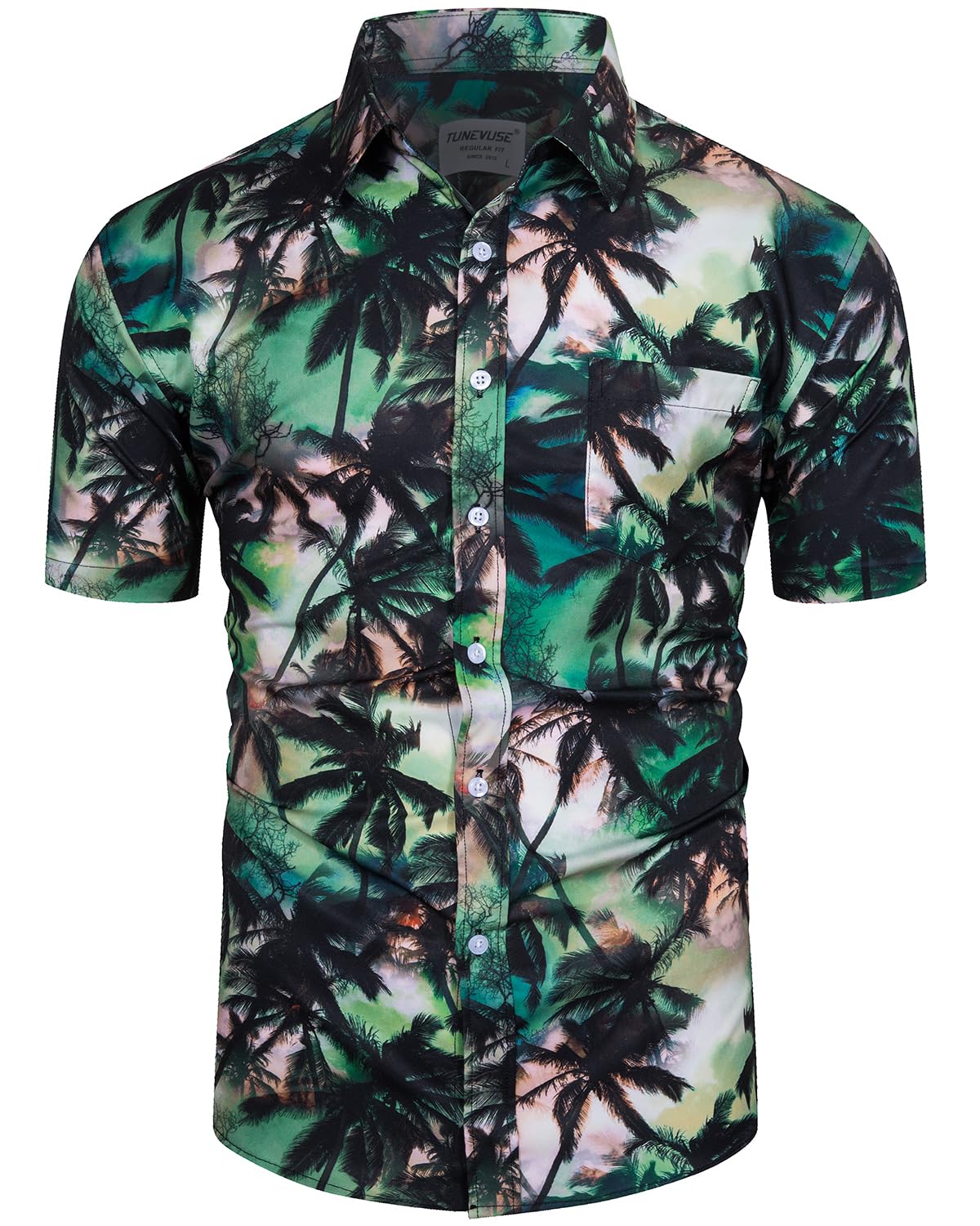 TUNEVUSE Men's Hawaiian Shirt and Shorts Set - 2 Piece Tropical Beach Outfit with Floral Print & Bucket Hat | Summer Vacation, Luau Party, Poolside Relaxation