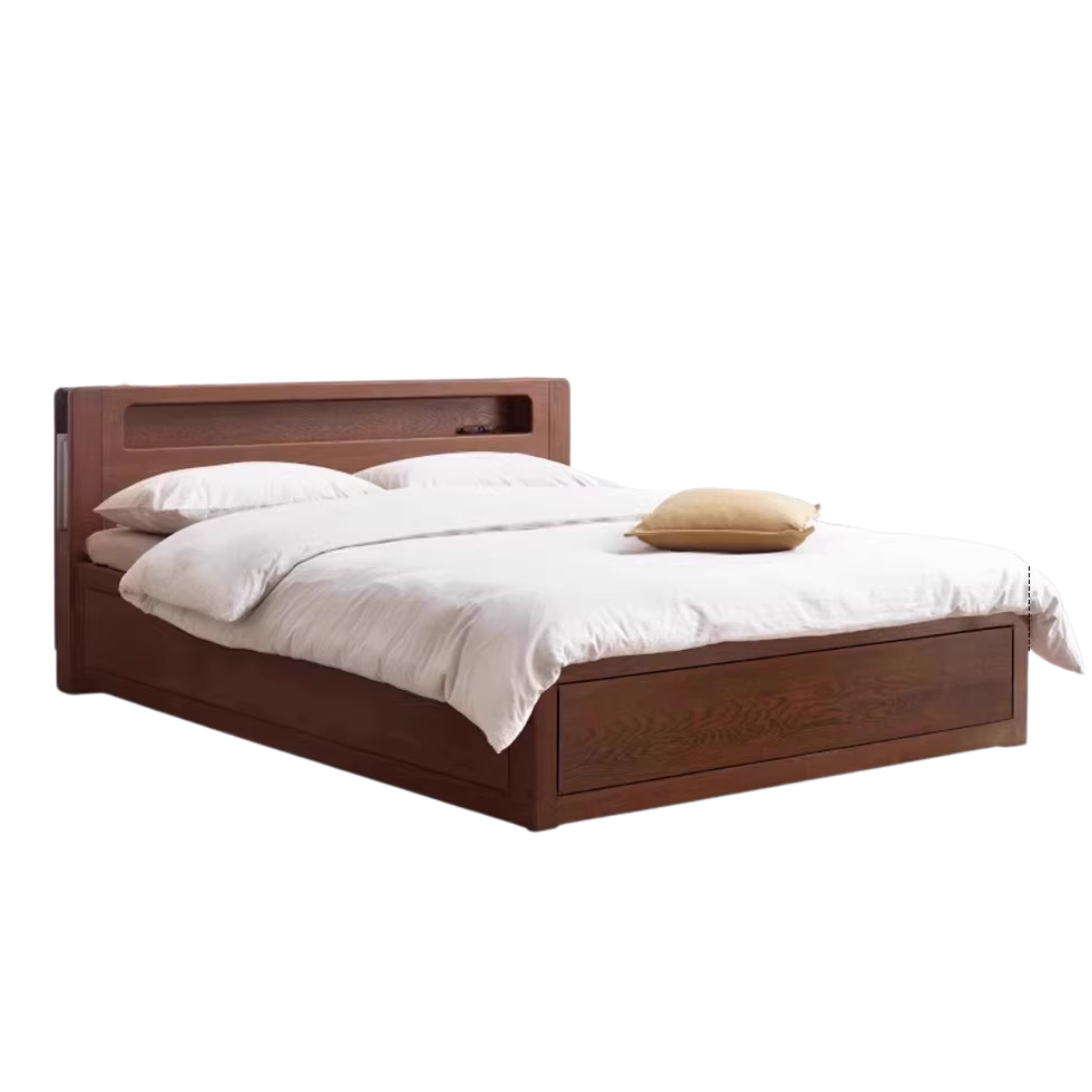 Walnut color high bunk New style straight back luminous box bed