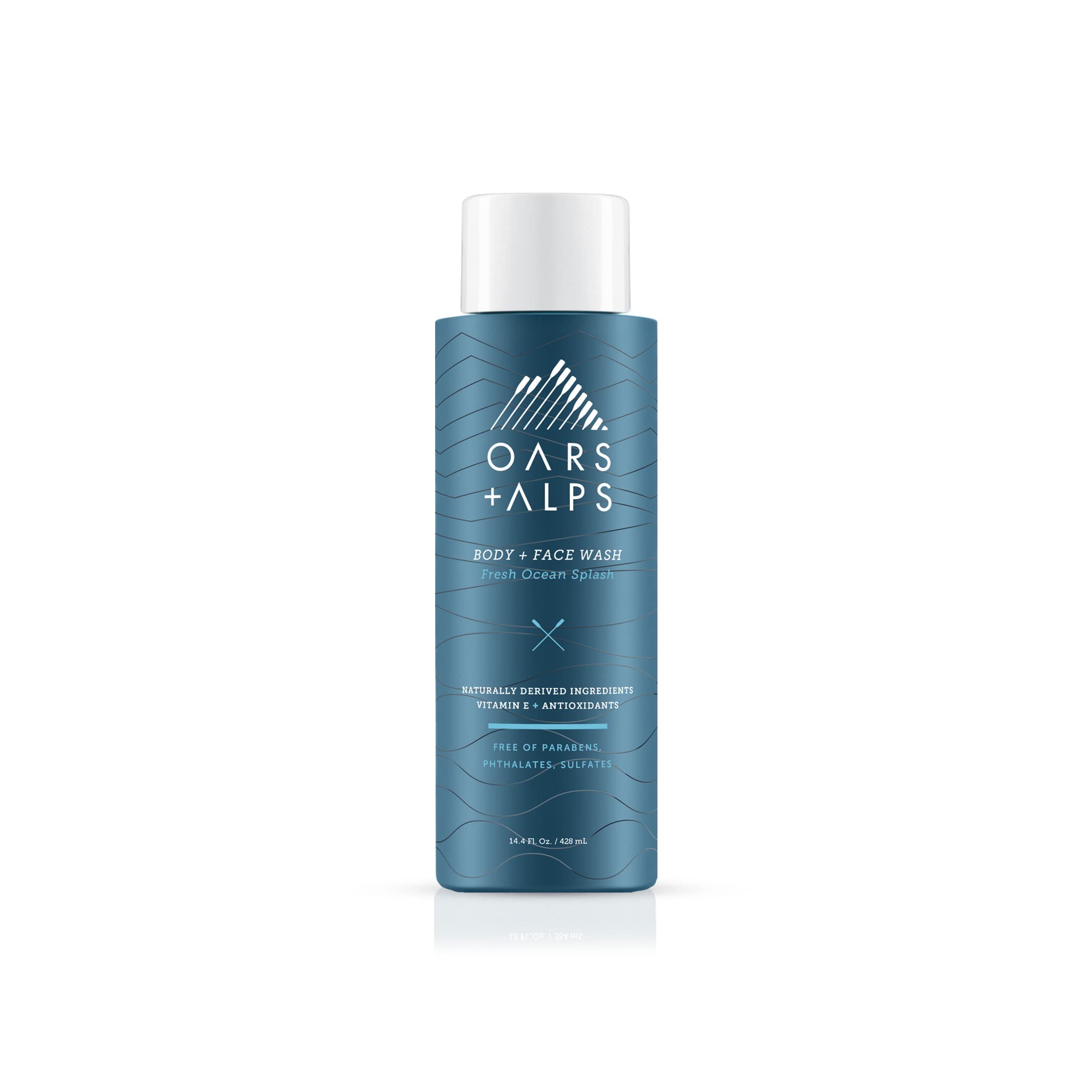 Oars + Alps Men's Moisturizing Body & Face Wash with Vitamin E & Antioxidants | Sulfate-Free Skin Care | Fresh Ocean Splash Scent | 1 Pack | Perfect for Gym, Travel & Daily Shower Routine