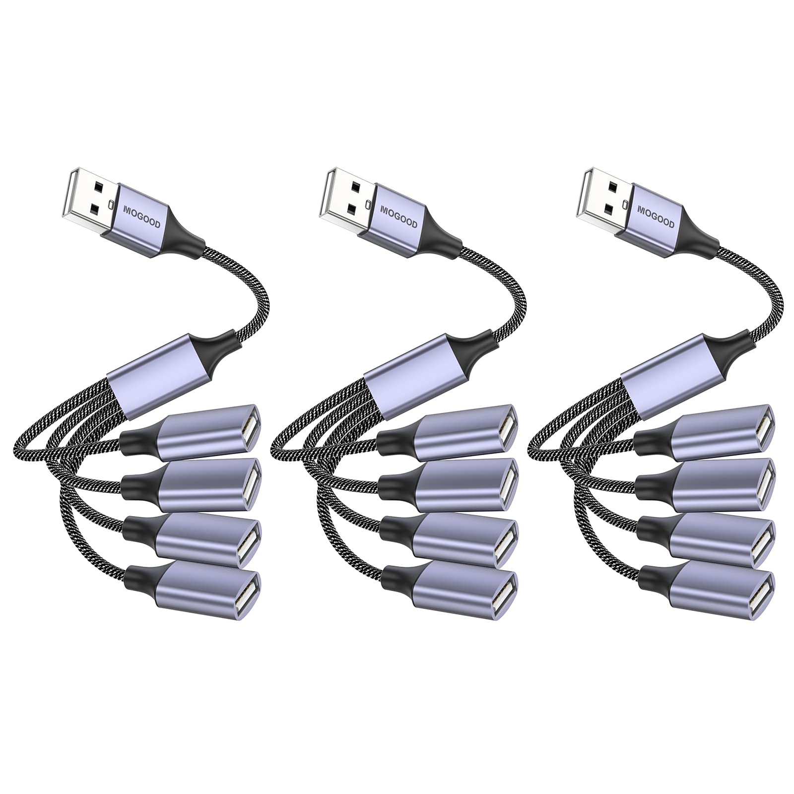 4-in-1 USB Splitter Cable - USB to 4 Port Hub Adapter for Fast Data Transfer & Multi-Device Charging - Compatible with Mac, PC, Xbox One, PS4, PS5, Car Charger - Perfect for Gaming, Office & Travel Use