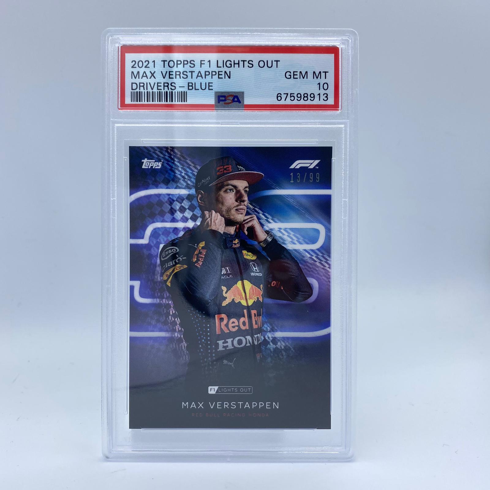 PSA 10 13/99 Max Verstappen Blue Parallel Racing Card - Rare Collectible for F1 Fans & Sports Memorabilia Enthusiasts - Perfect for Display, Trading, and Investment