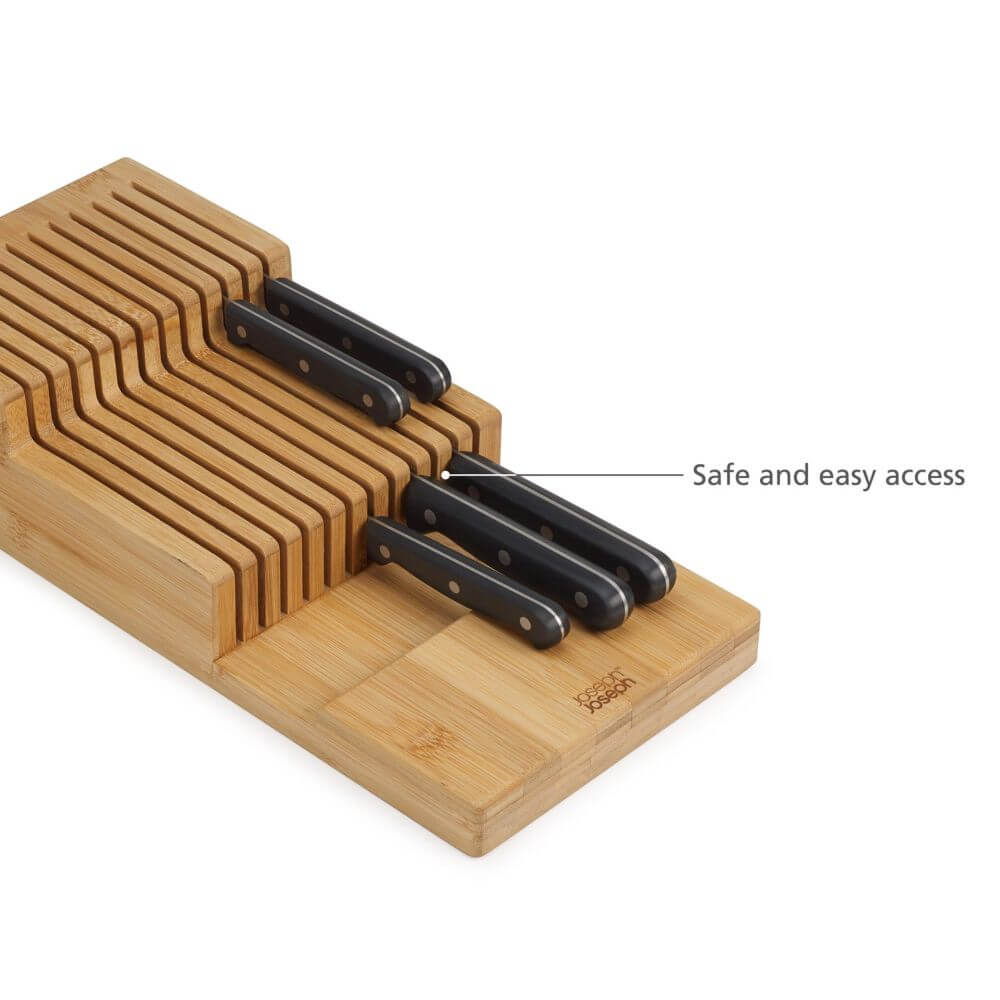 Joseph Joseph Bamboo 2-Tier Knife Organizer - Large Bamboo Knife Block Holder for Kitchen Countertop Storage - Perfect for Chefs & Home Cooks