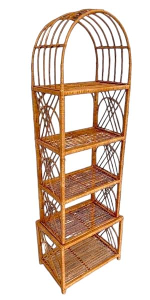 5-Tier Wicker Shelf Rattan Bookcase - 67 Inches Tall, Freestanding Bookshelf Organizer for Living Room, Bedroom, Office - Perfect for Storing Books, Decor & Plants