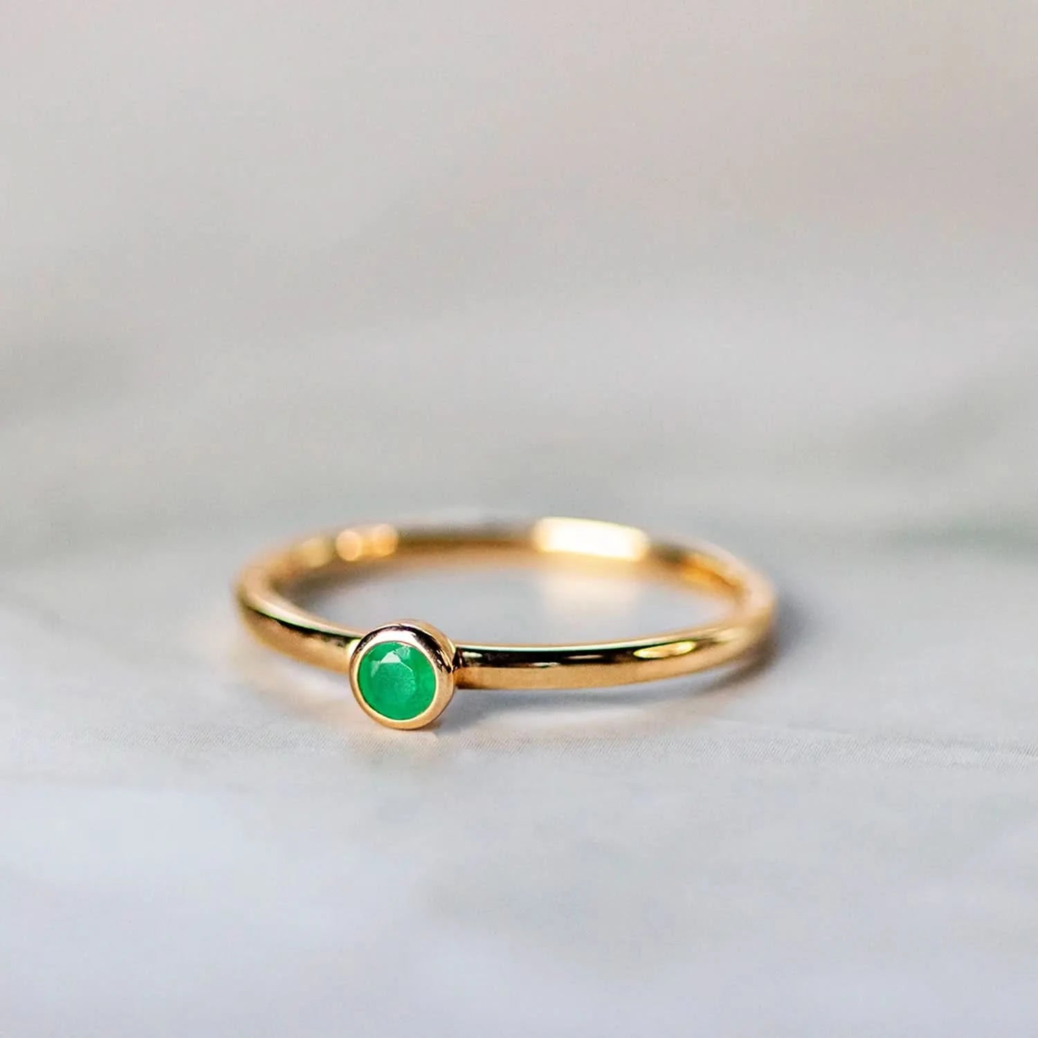 Emerald Solid Gold Birthstone Ring for Women - Genuine 14K Gold June Birthstone Ring - Perfect Gift for Birthday, Anniversary & Mother's Day Jewelry