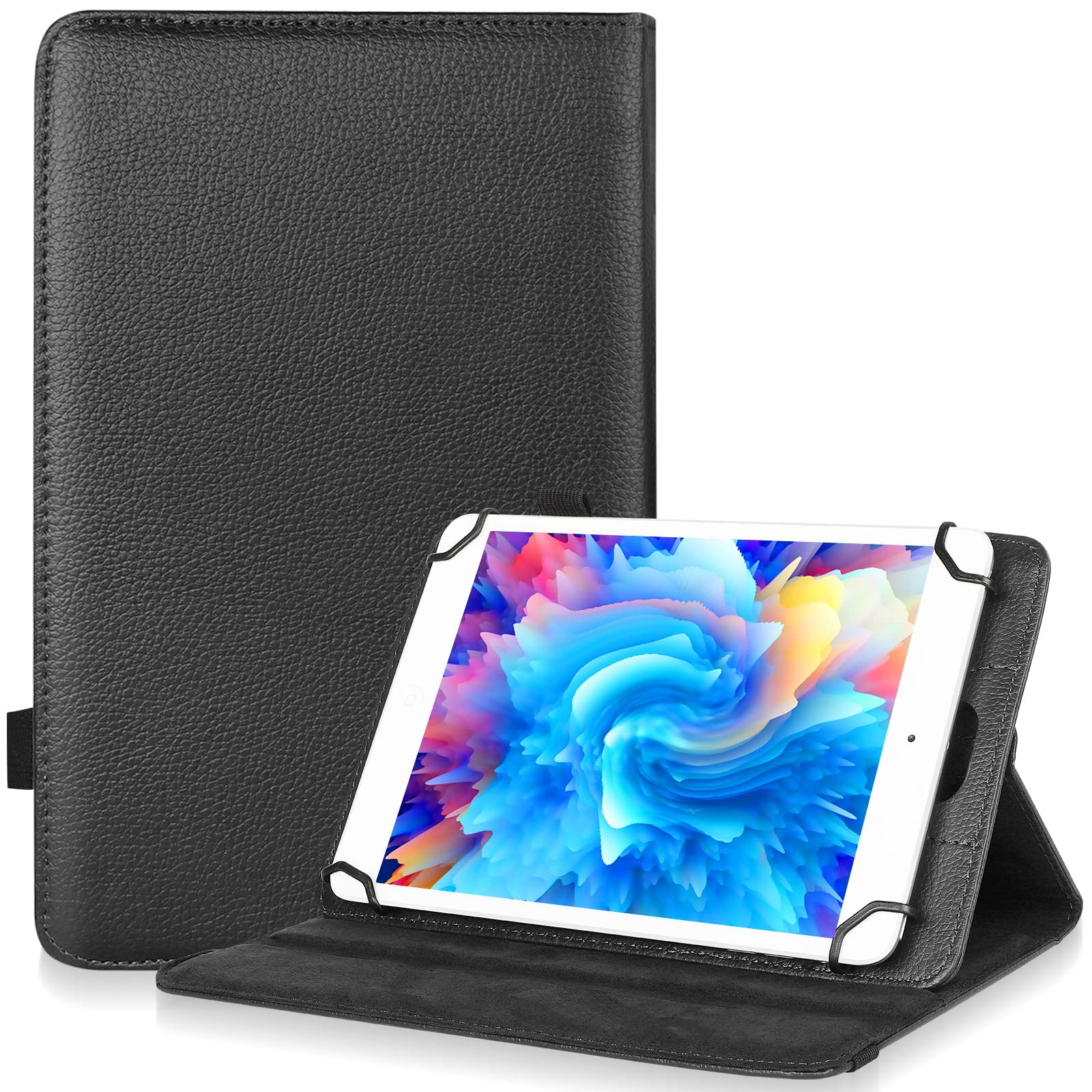 Premium PU Leather Universal Tablet Case 9.6-10.1 Inch - Protective Stand Cover with Elastic Band & Pencil Holder for Samsung Galaxy Note 10.1 LTE N8020 | Perfect for Work, School & Travel