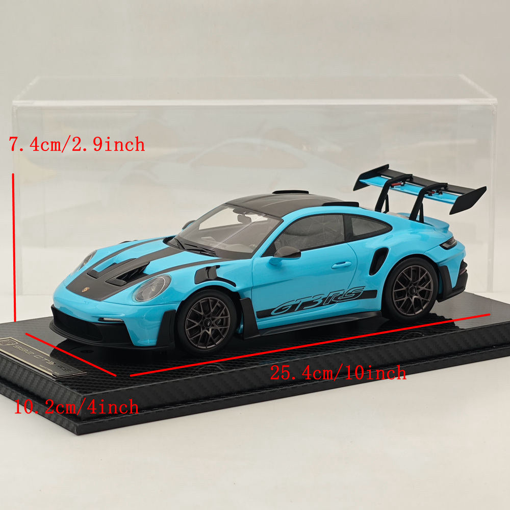 1/18 Scale Porsche 992 GT3 RS Sky Blue Resin Die-Cast Model Car - High Quality Collectible for Display, Racing Enthusiasts & Home Office Decor