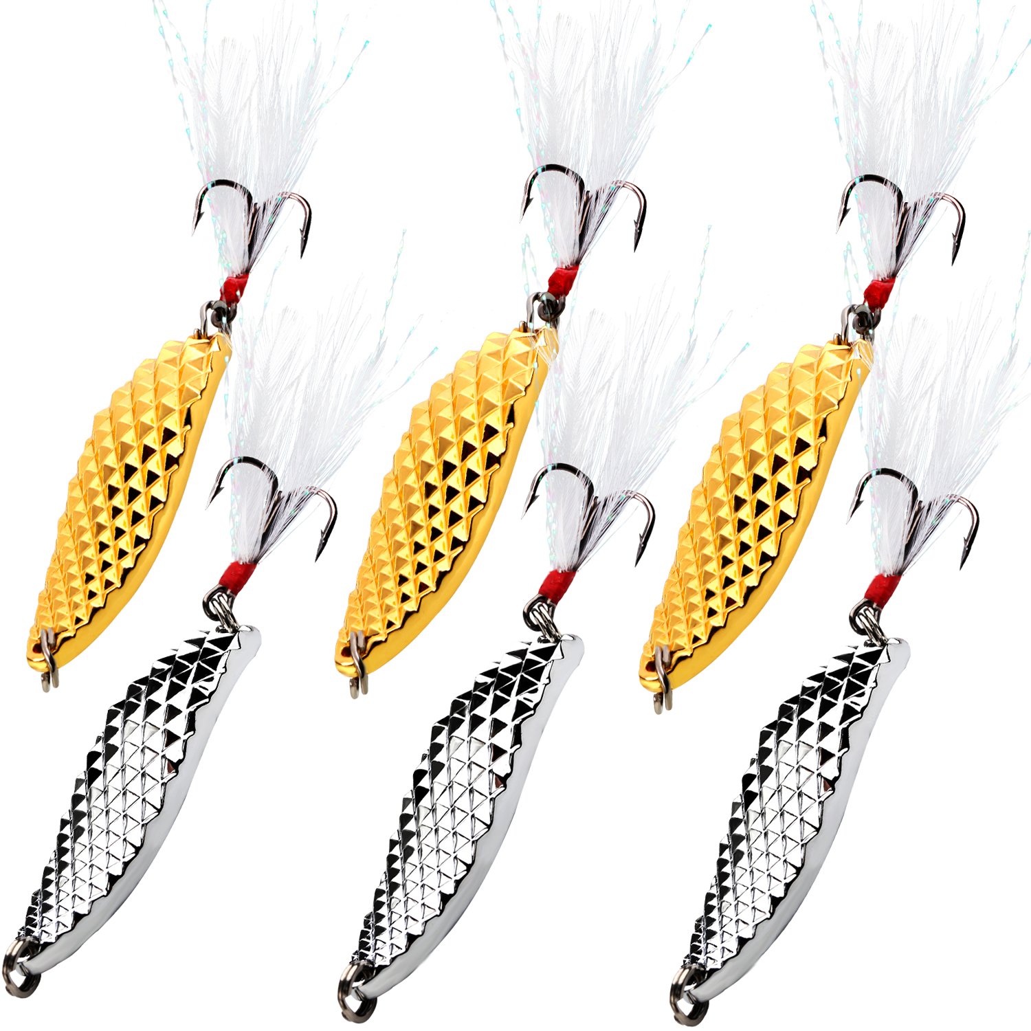 Best Sougayilang Fishing Spoons - Hard Metal Fishing Lures with Treble Hooks for Salmon & Bass (1/2 oz) - Perfect for Freshwater & Saltwater Fishing