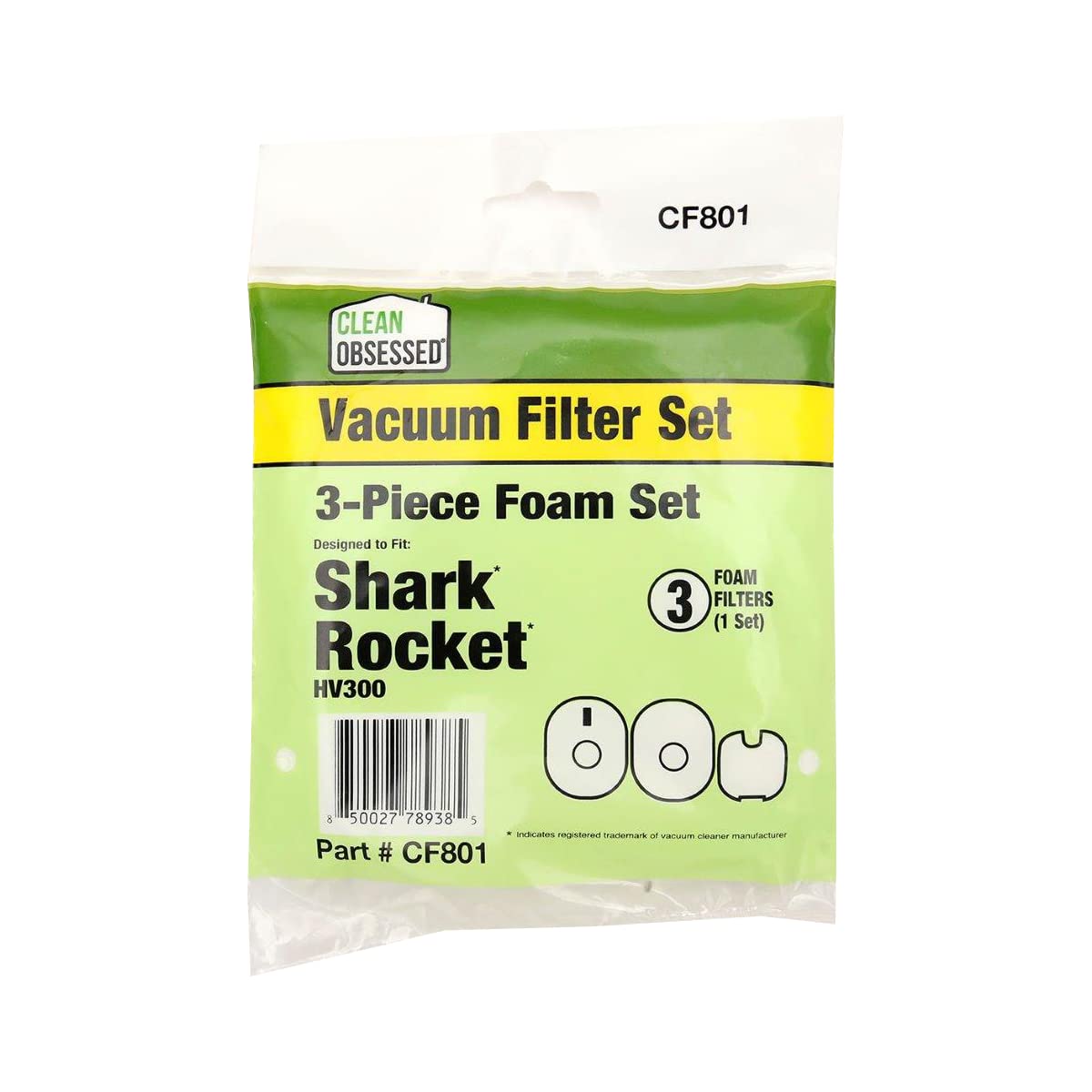 Shark Rocket HV300 Replacement Filter Set - 1 Pack Foam Filters (OEM #XFFV300) | Compatible with Shark Vacuum Cleaners | Perfect for Pet Hair, Dust & Allergen Removal in Homes & Offices