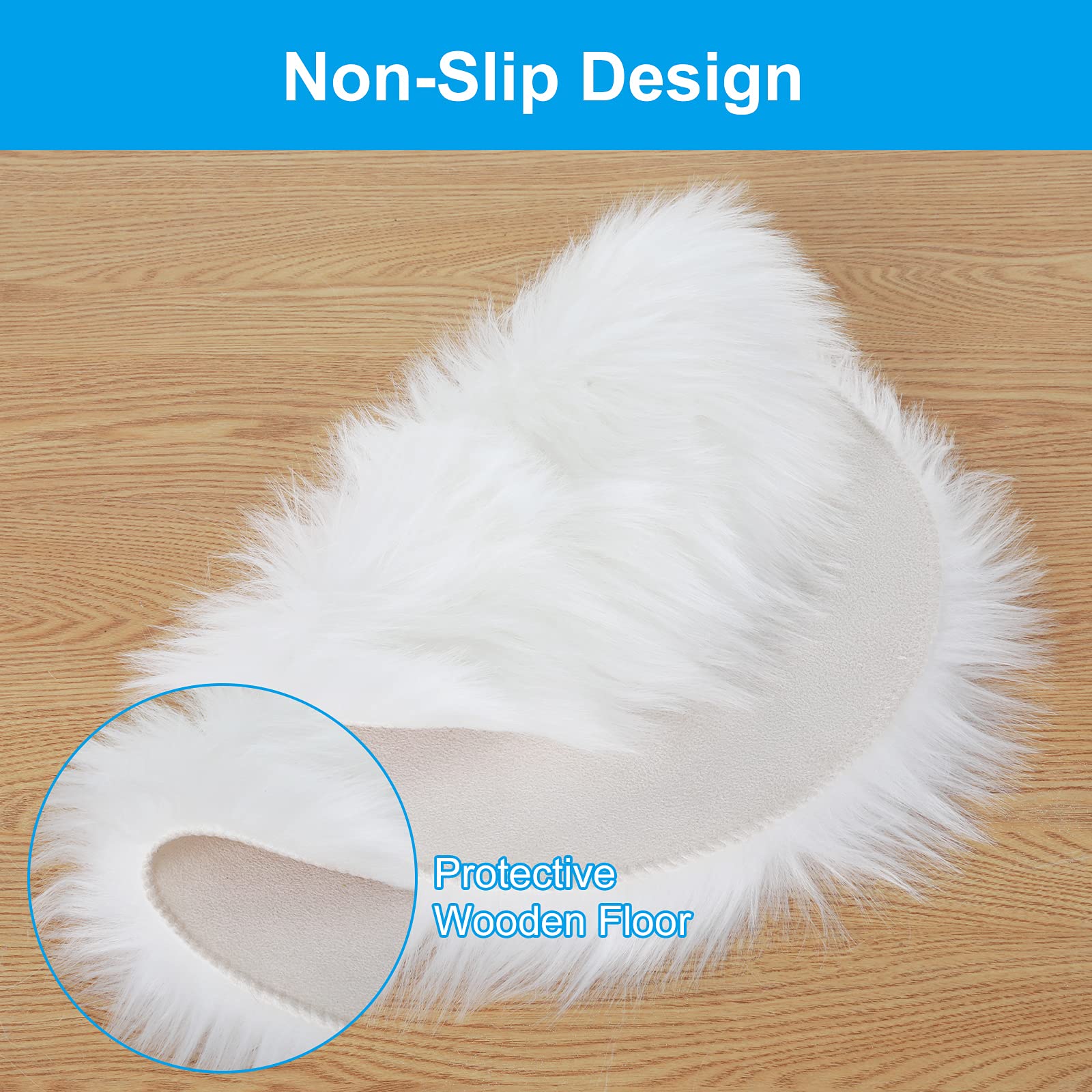 Molain 12-inch Round Faux Fur Chair Pad - Soft Fluffy Seat Cushion Cover & Carpet Mat for Living Room, Bedroom, Office - Perfect as Couch Pad, Photography Background for Jewelry (White)