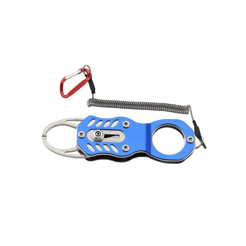 **Fish Lip Gripper - Aluminum Fishing Pliers with Lanyard for Saltwater & Freshwater - Perfect for Catch & Release, Boat Fishing, and Shore Angling**