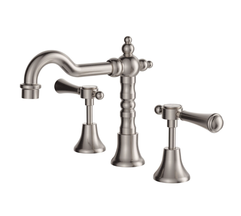 Fienza 339101NN Lillian Shepherds Crook Lever Bathroom Faucet Set - Brushed Nickel Finish, Single Hole Vessel Sink Faucet for Bathroom Vanity, Powder Room & Guest Bath Decor