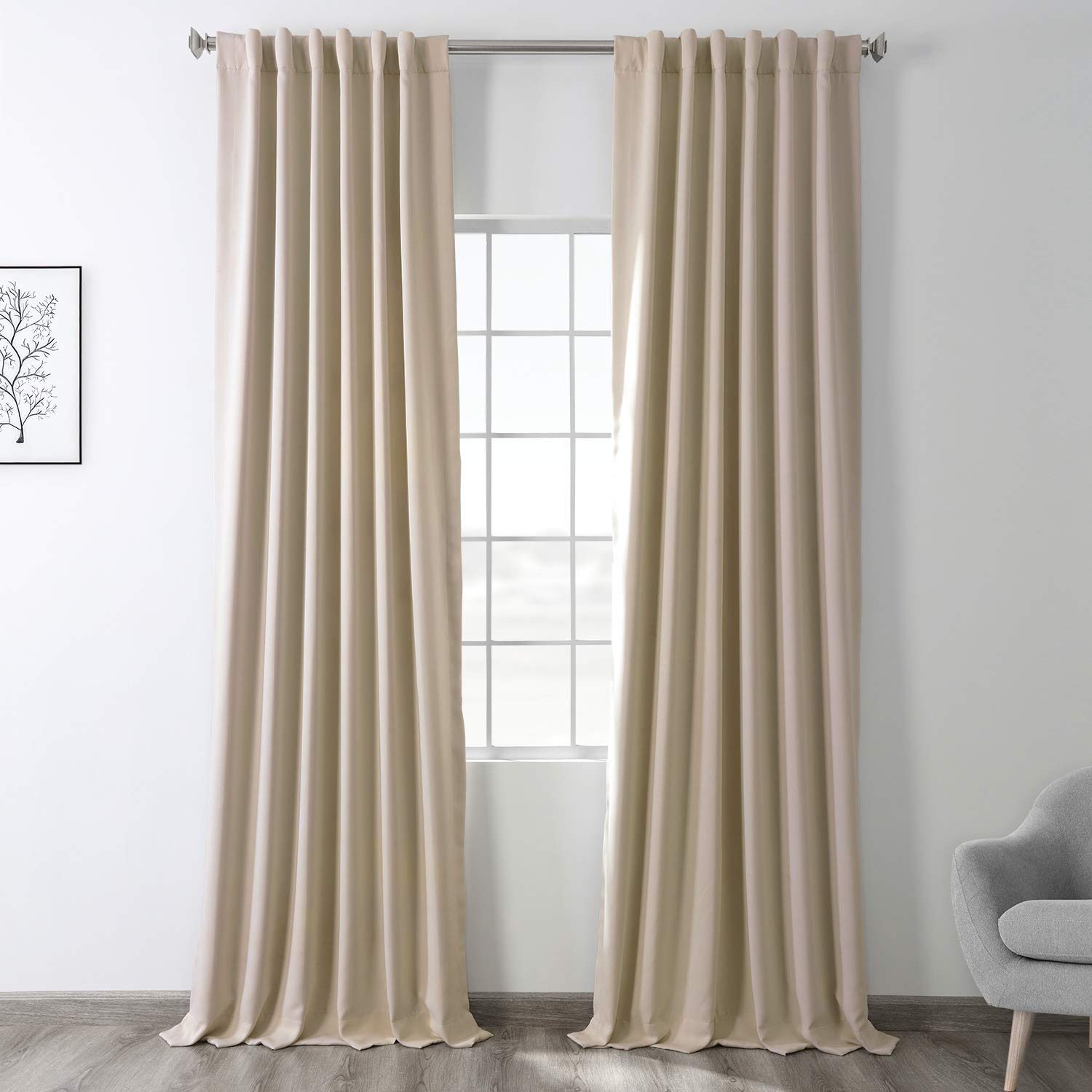 Premium HPD Half Price Drapes Blackout Curtains - Egg Nog Color, 50x108 Inches, 1 Panel - Perfect for Bedroom, Living Room & Home Theater Light Blocking