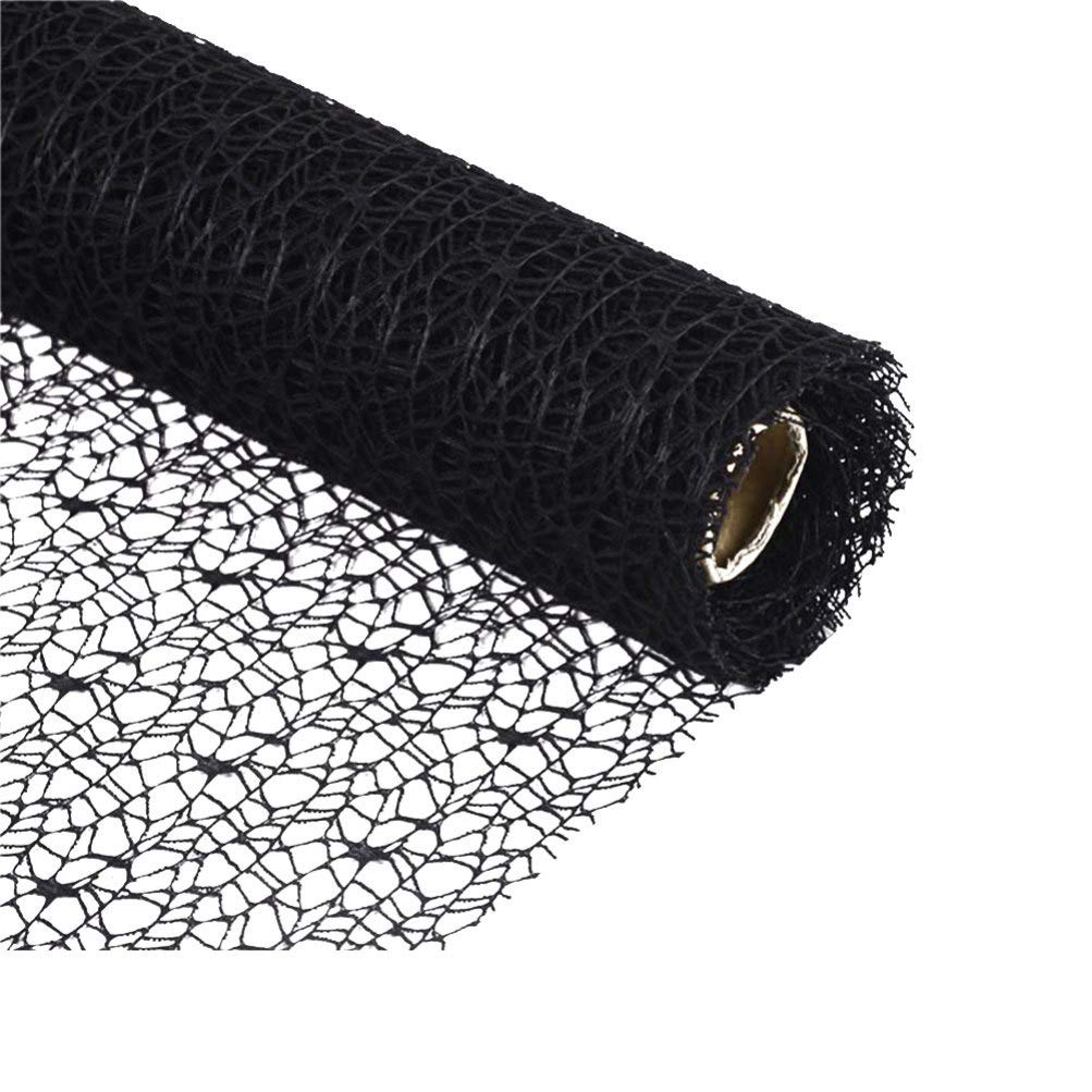 EXCEART Black Mesh Ribbon Roll - Spider Web Deco Ribbon Lace, Jute Mesh Trim for DIY Crafts, Gift Wrapping, Wedding Decor, Halloween Party Backdrop (Home Decoration, Scrapbooking, Table Runner)