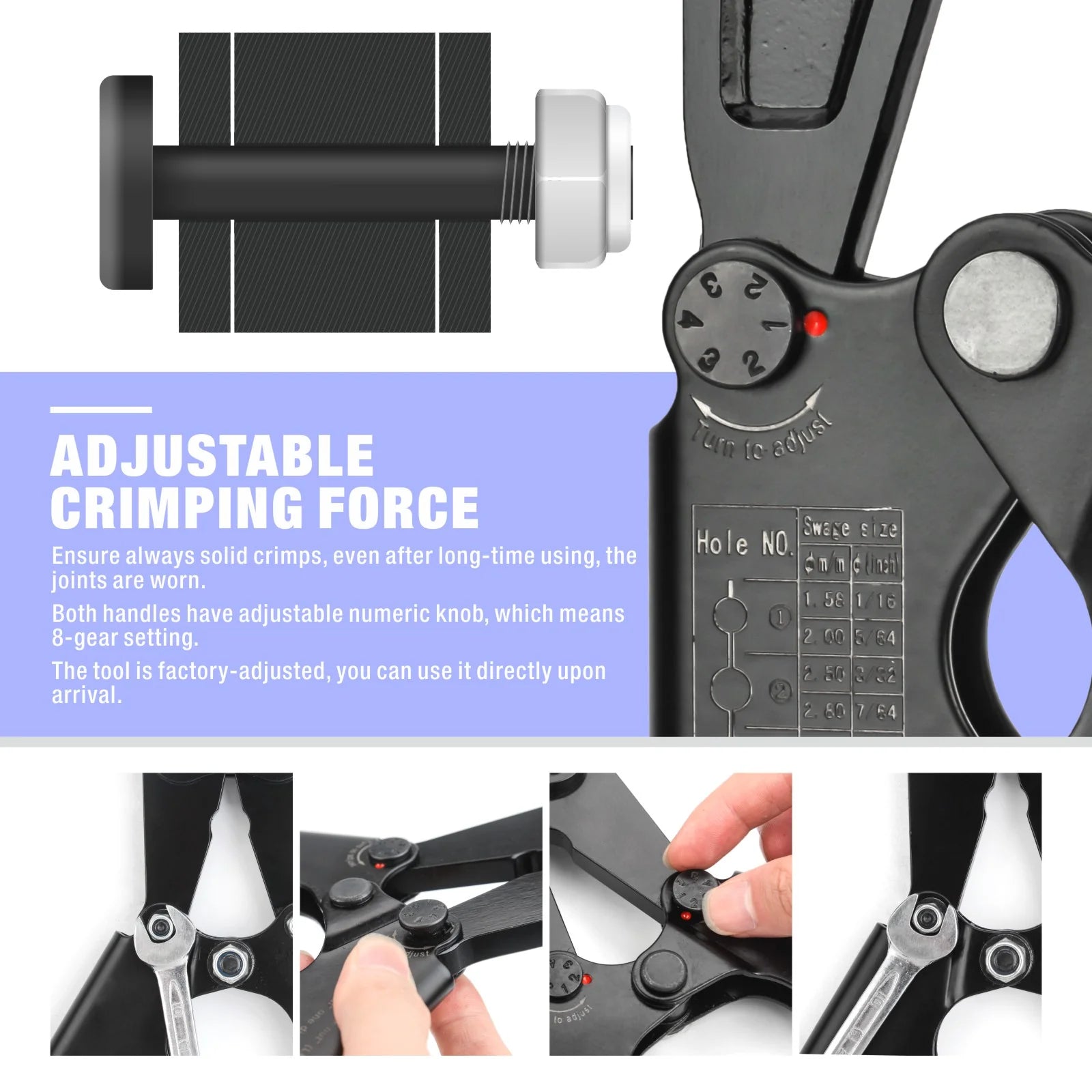 IWS 1608B Wire Rope Crimping Tool Kit for 1/16