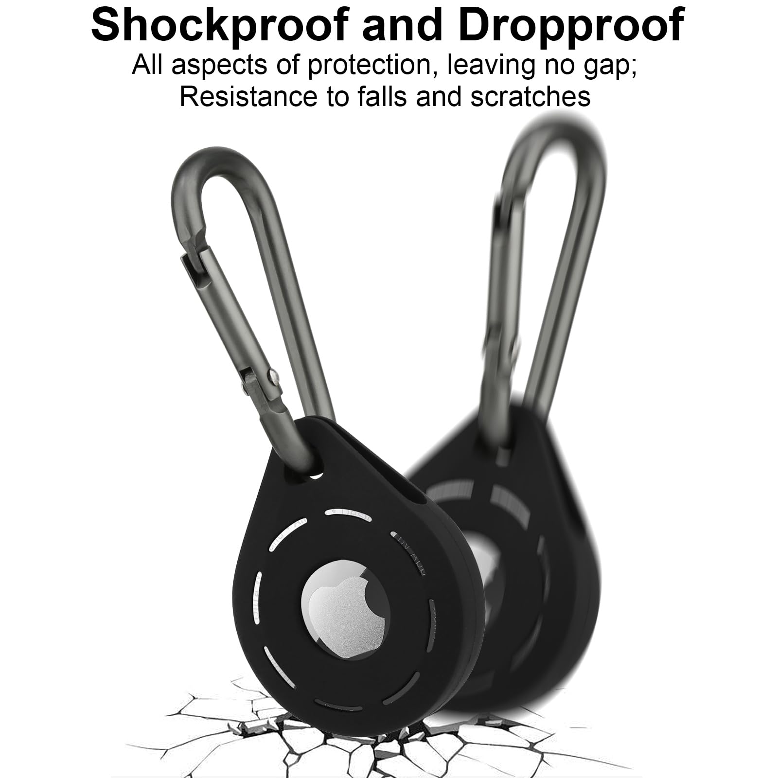 Premium Silicone AirTag Holder Keychain - Soft, Shockproof & Waterproof Airtag Case for Kids Backpacks, Pets, Luggage & Keys (Black) | Perfect for Travel, Hiking & Daily Tracking