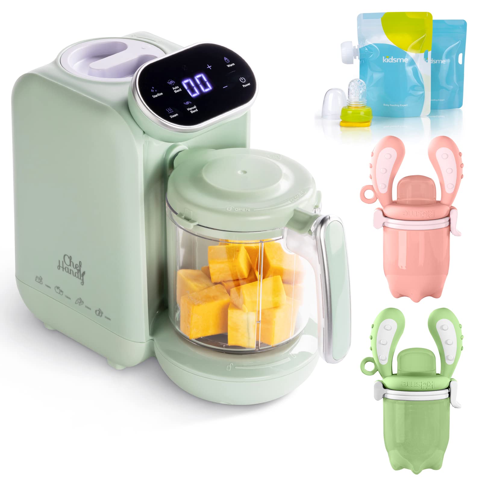 Best Baby Food Maker & Silicone Feeder Combo Set - Homemade Puree Blender & Self-Feeding Spoon for Infants - Perfect for Travel, Weaning & Mess-Free Feeding at Home
