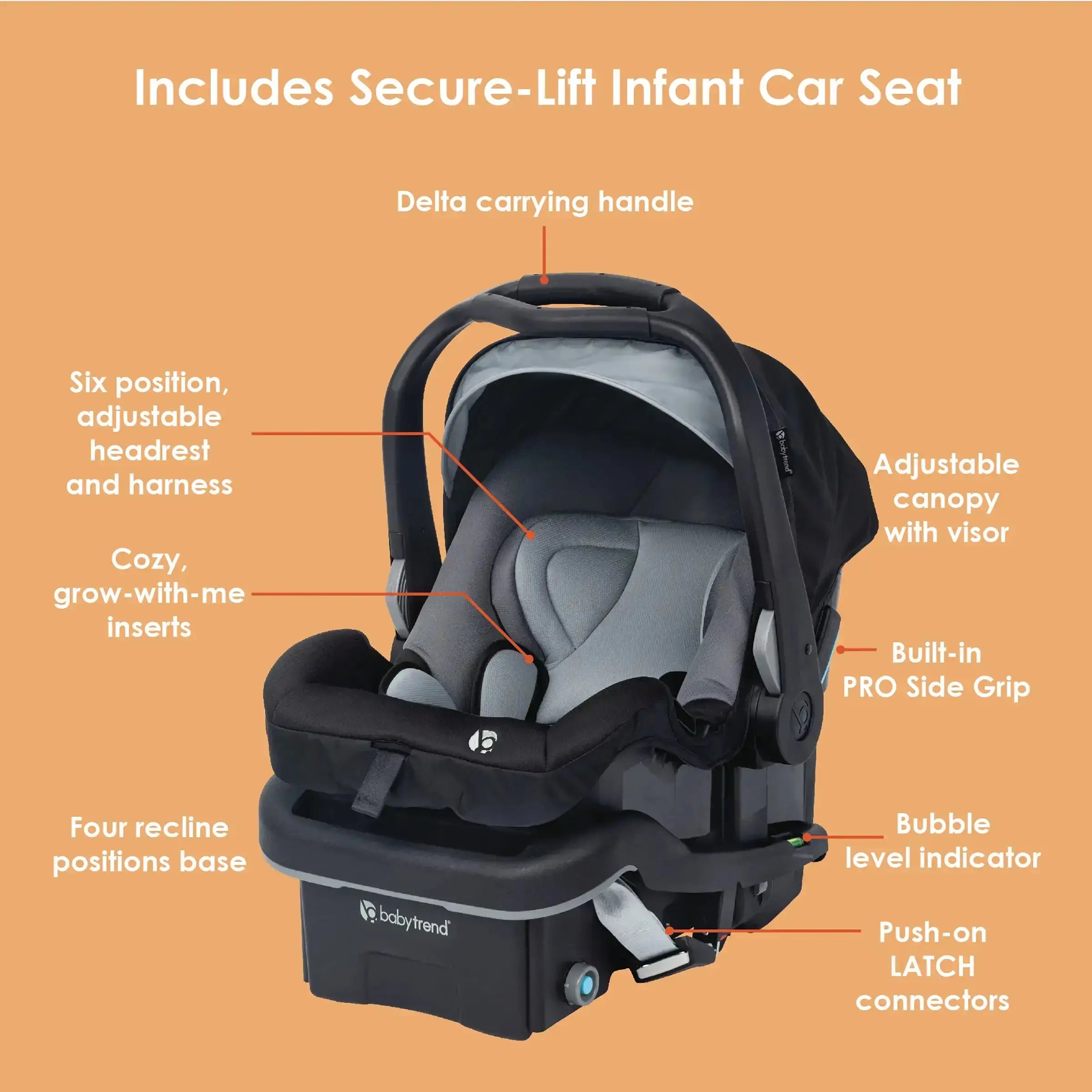 Tango™ PRO Stroller Travel System with Secure Lift Infant Car Seat - Lightweight Baby Stroller & Car Seat Combo for Newborns to Toddlers - Perfect for Travel, Shopping, and Daily Walks