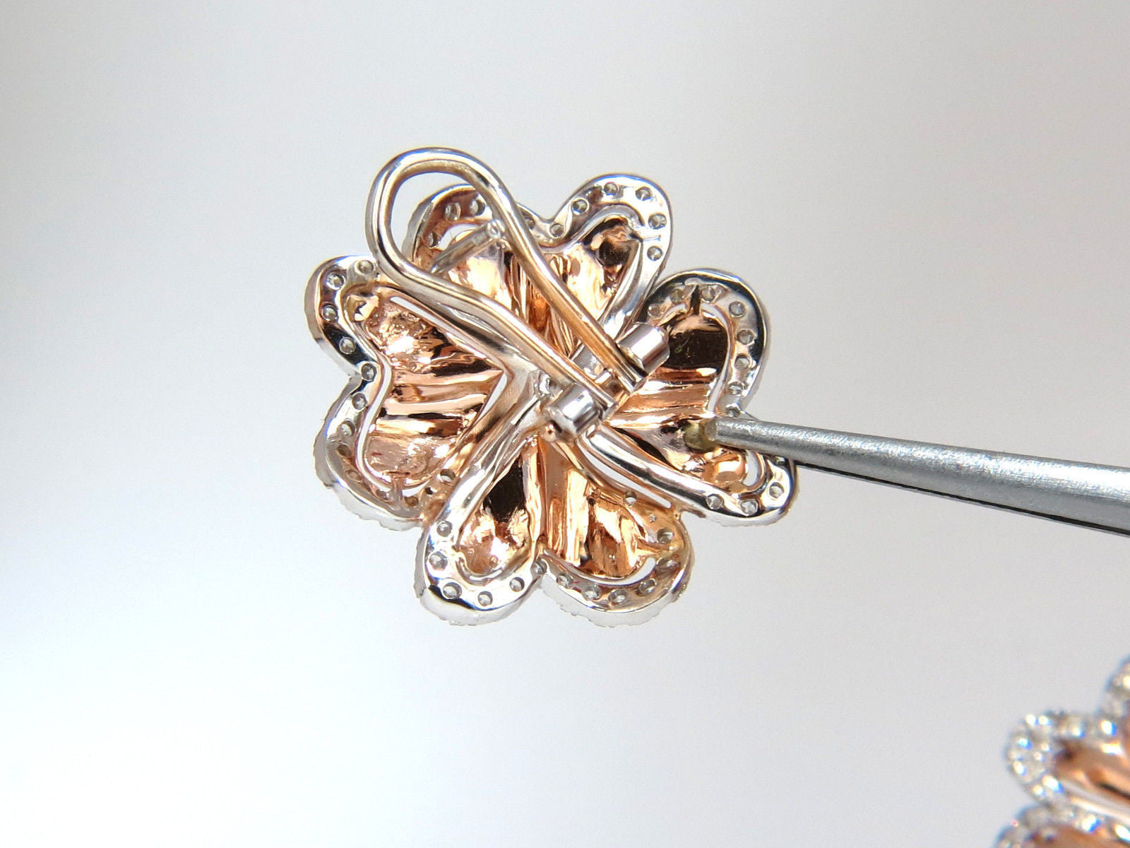 1.40ct 3D Heart Link Chain Circle Earrings in 18KT Rose Gold - Elegant Omega Back Jewelry for Valentine's Day, Anniversary & Special Occasion Gifts