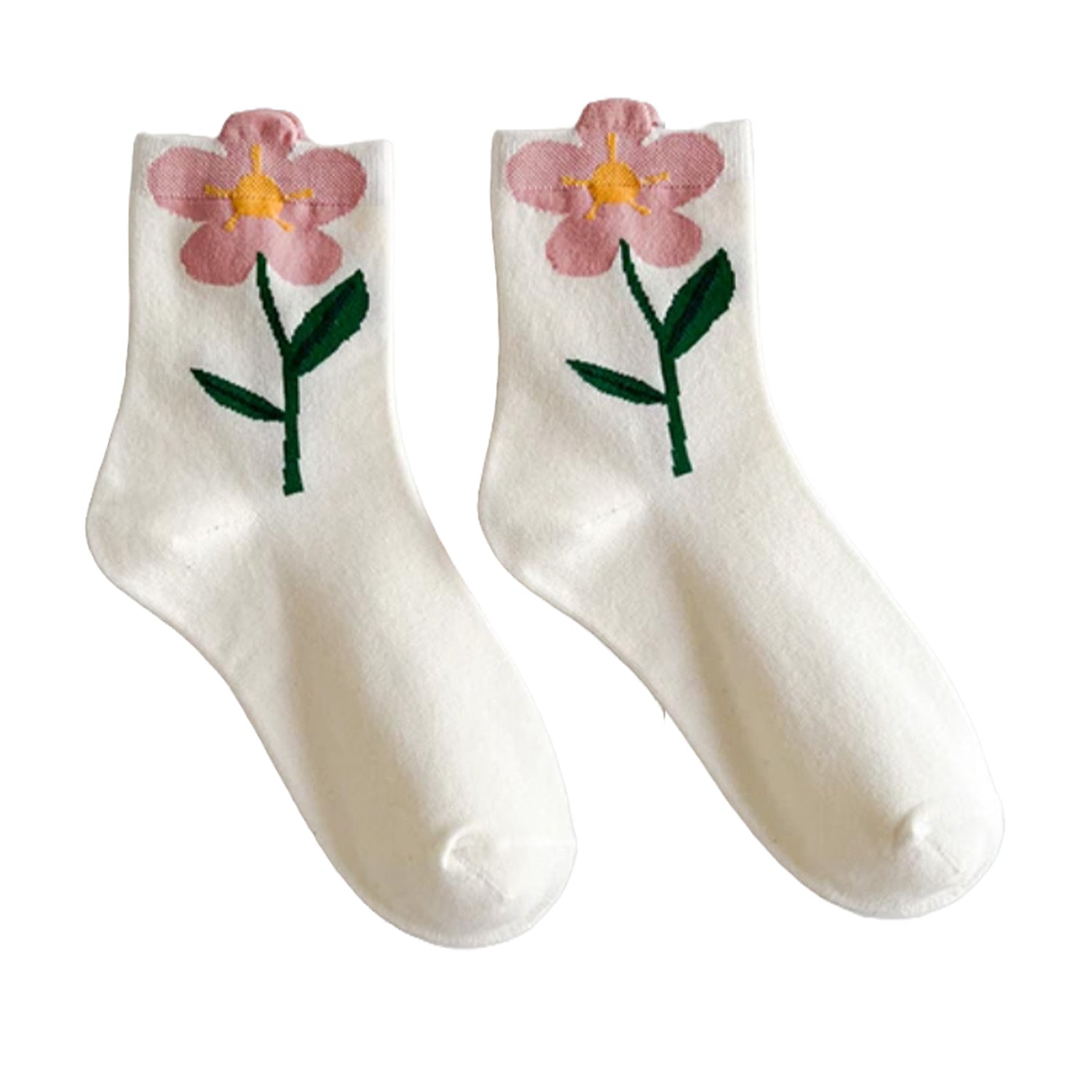 FLOOF Women's White Daisy Bloom Socks - Comfortable & Stylish Ankle Socks for Casual Wear, Running, and Everyday Use