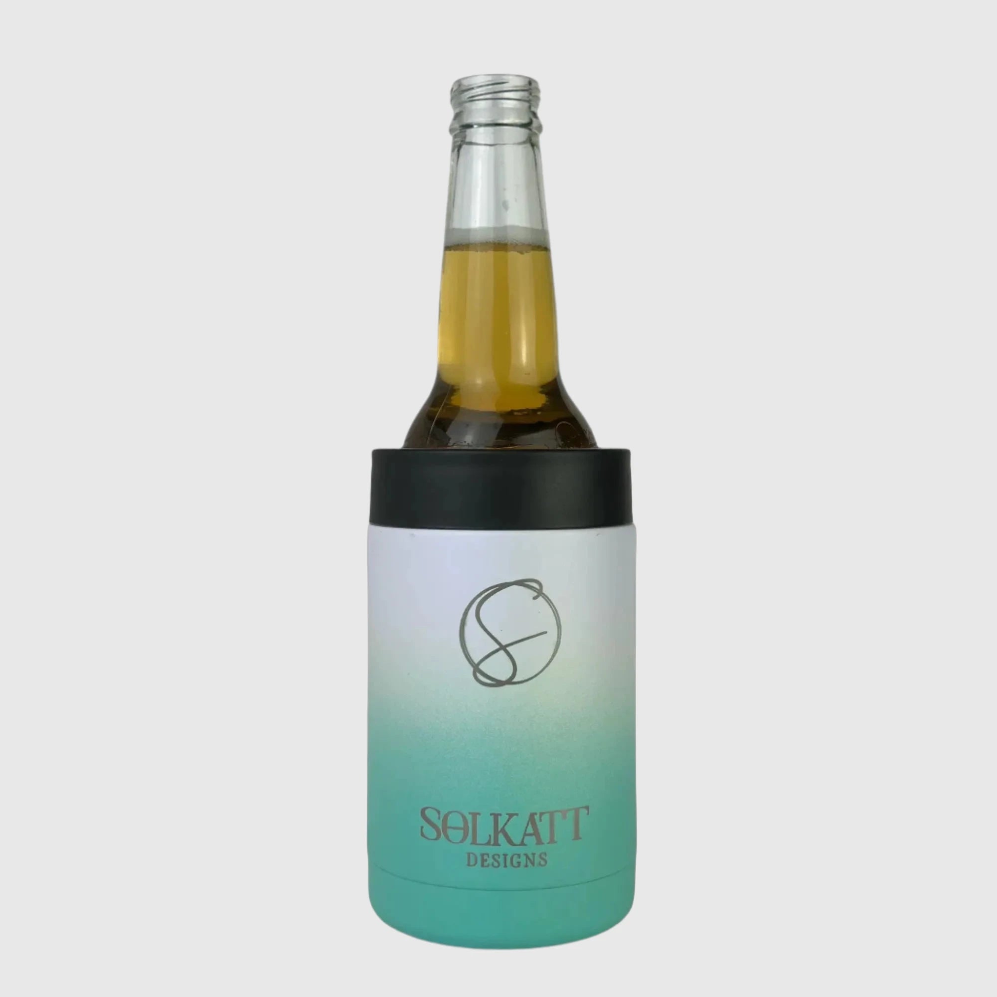 Ocean Aqua Stubby Cooler - Ombre Style Insulated Stainless Steel Beer Can Holder for Camping, Beach & Outdoor Parties - Keeps Drinks Cold for Hours