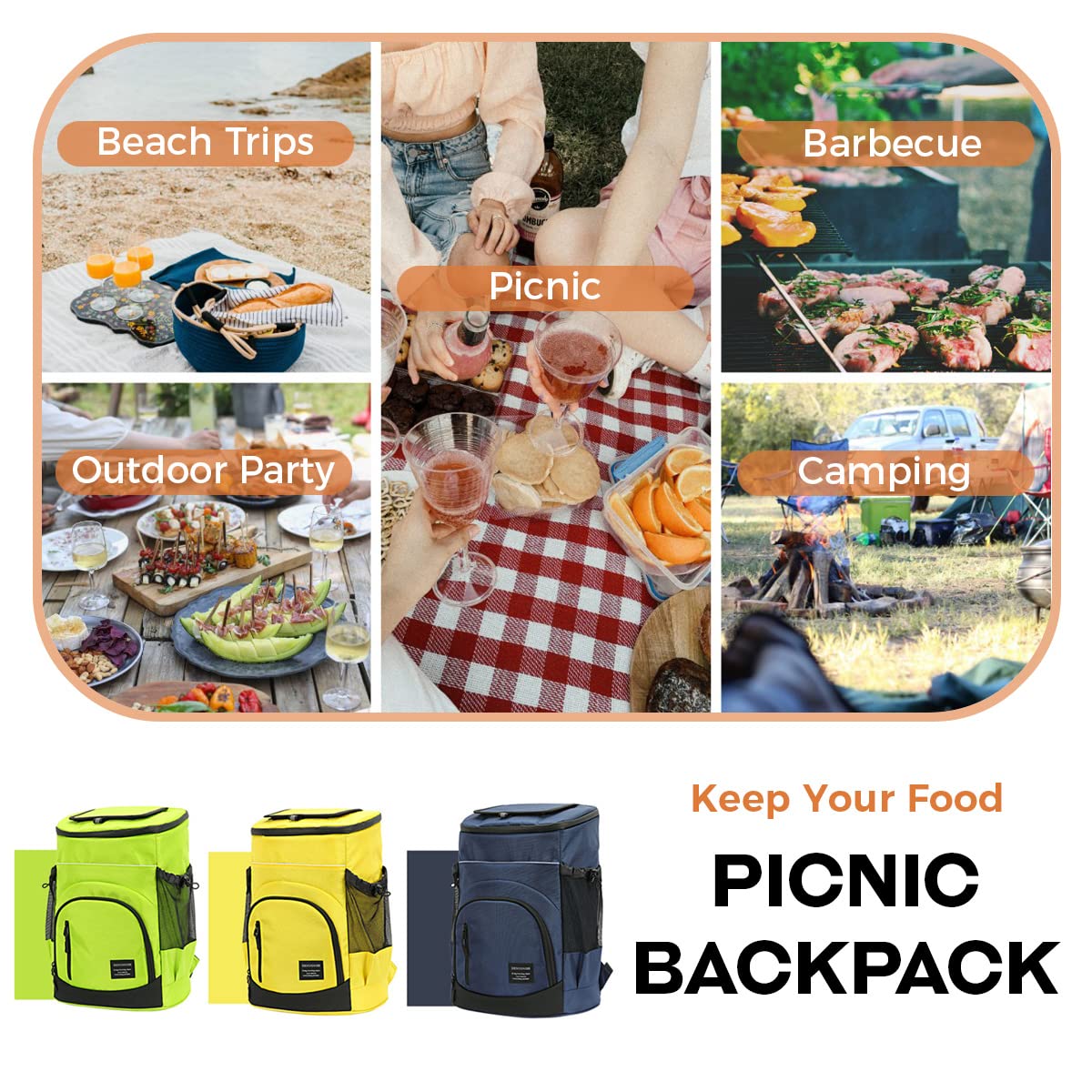 30L Insulated Cooler Backpack - Leakproof Thermal Picnic Bag for Camping, Hiking & Outdoor Adventures | Large Capacity Cool Bag Rucksack