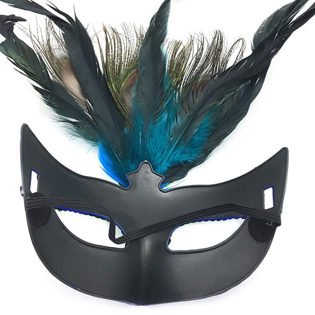 Elegant Peacock Feather Masquerade Mask for Women & Girls - Perfect for Mardi Gras, Halloween, Costume Parties & Venetian Balls