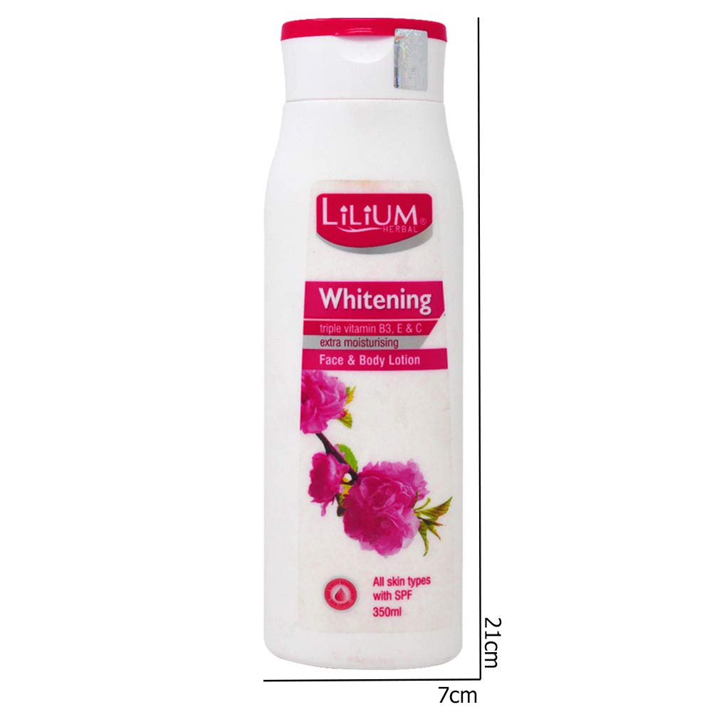 Lilium Herbal Whitening & Moisturizing Face & Body Lotion - 350ml + 100ml (Pack of 2) - Brightens Skin & Deep Hydration for Daily Skincare Routine