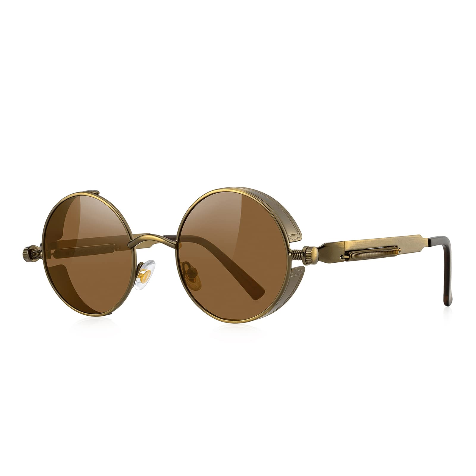 Stylish Gothic Steampunk Sunglasses for Women & Men - Vintage Round Lens Metal Frame S567 - Perfect for Cosplay, Halloween & Alternative Fashion