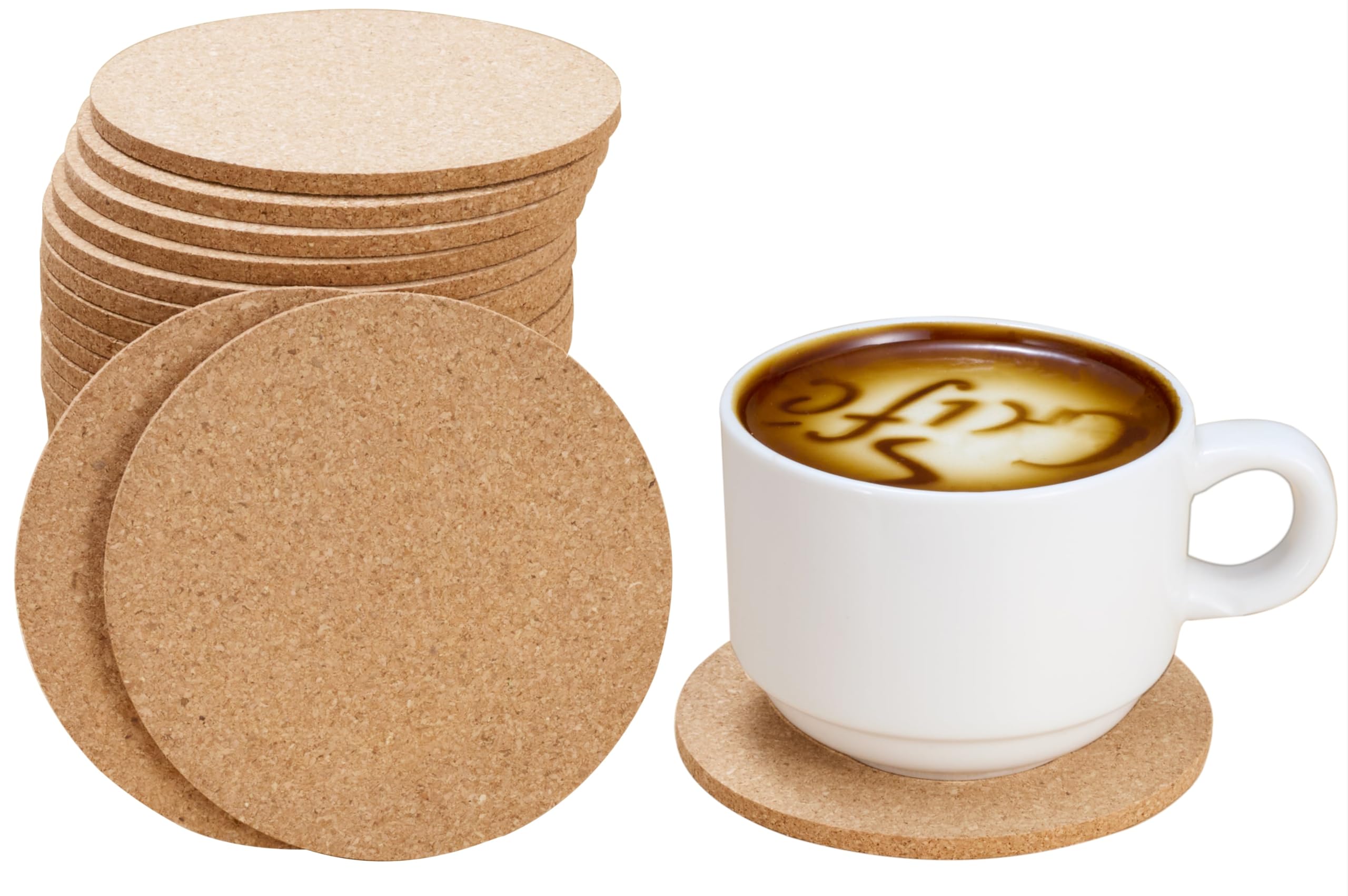 Premium Cork Coasters Set of 30 - 3.5 Inch Round Natural Eco-Friendly Absorbent Drink Pads for Coffee, Wine & Beverages - Heat & Water Resistant Table Protectors for Home, Office, Bar & Outdoor Use